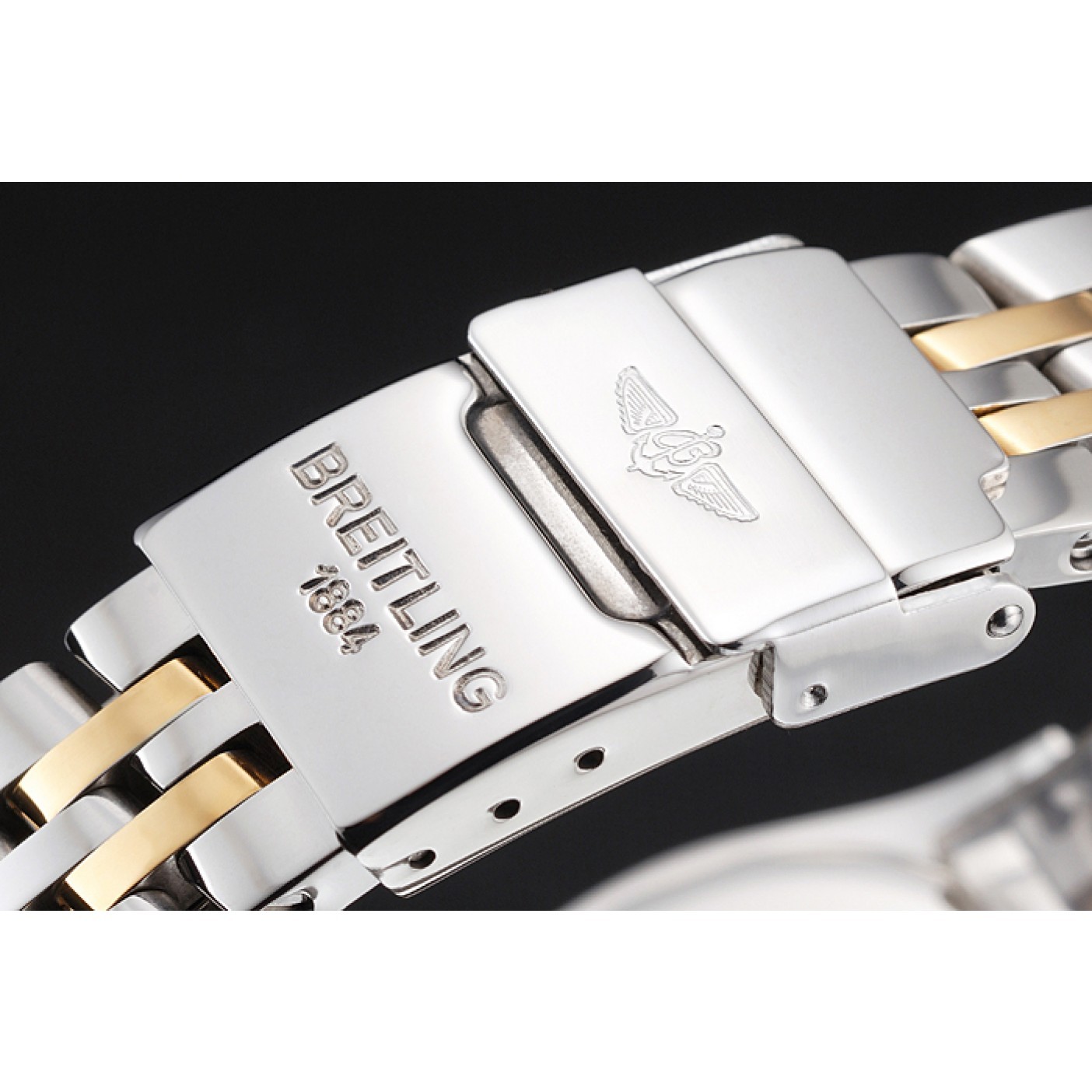 Breitling Colt Lady Black Dial Diamond Hour Marks Gold Bezel Stainless Steel Case Two Tone Bracelet