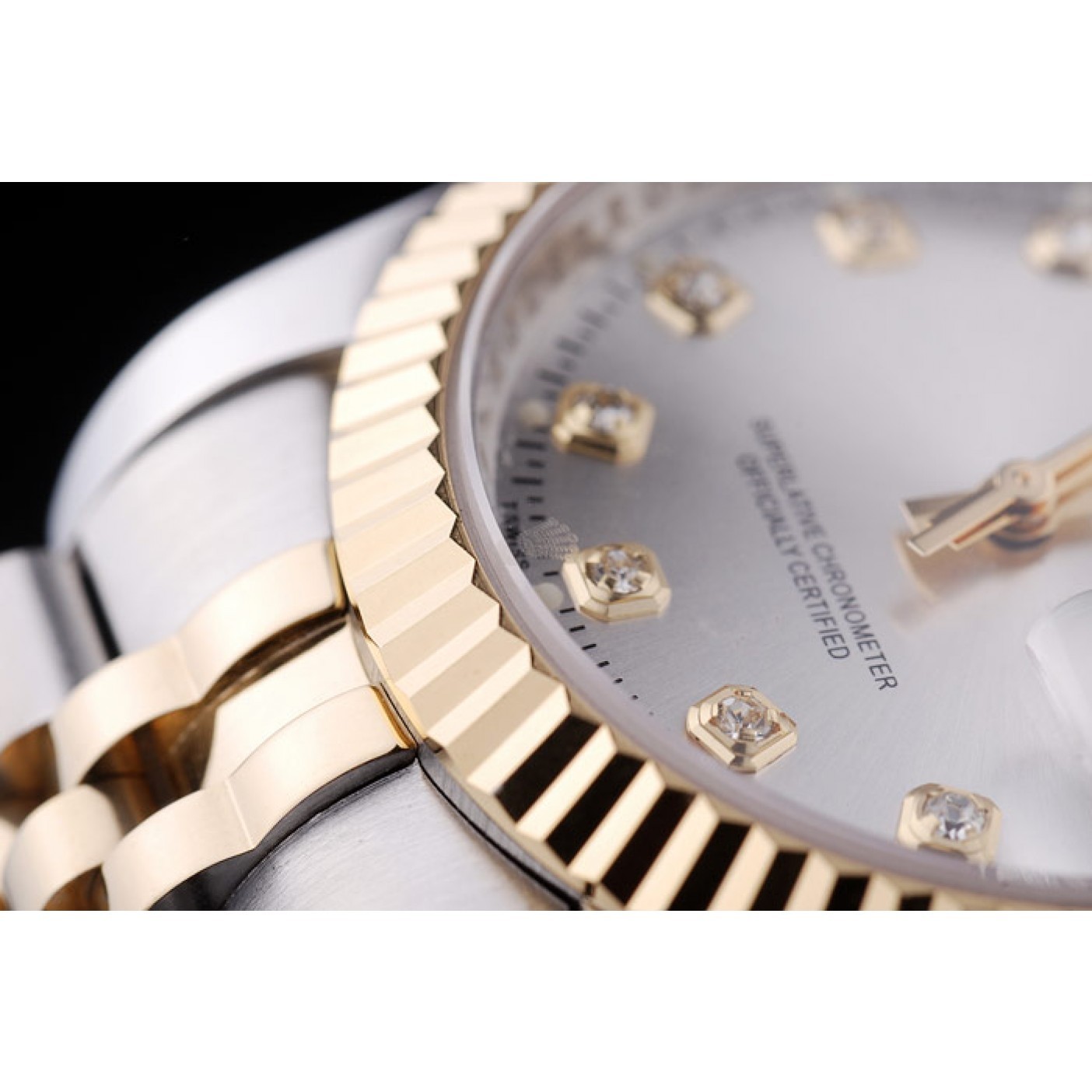 Rolex Datejust Silver Dial Diamonds Ribbed Bezel 7454