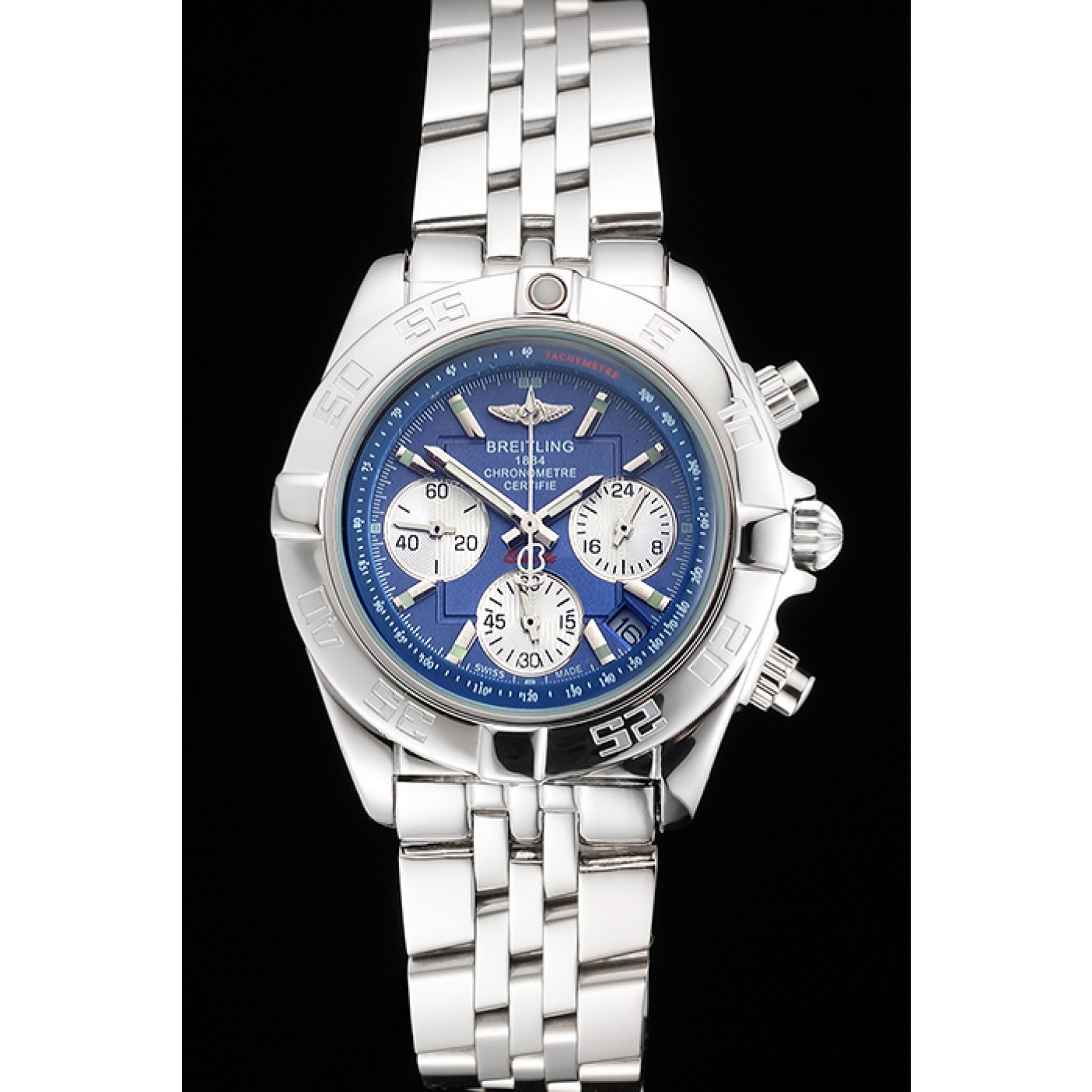 Breitling Chronomat Quartz Blue Dial Stainless Steel Case And Bracelet