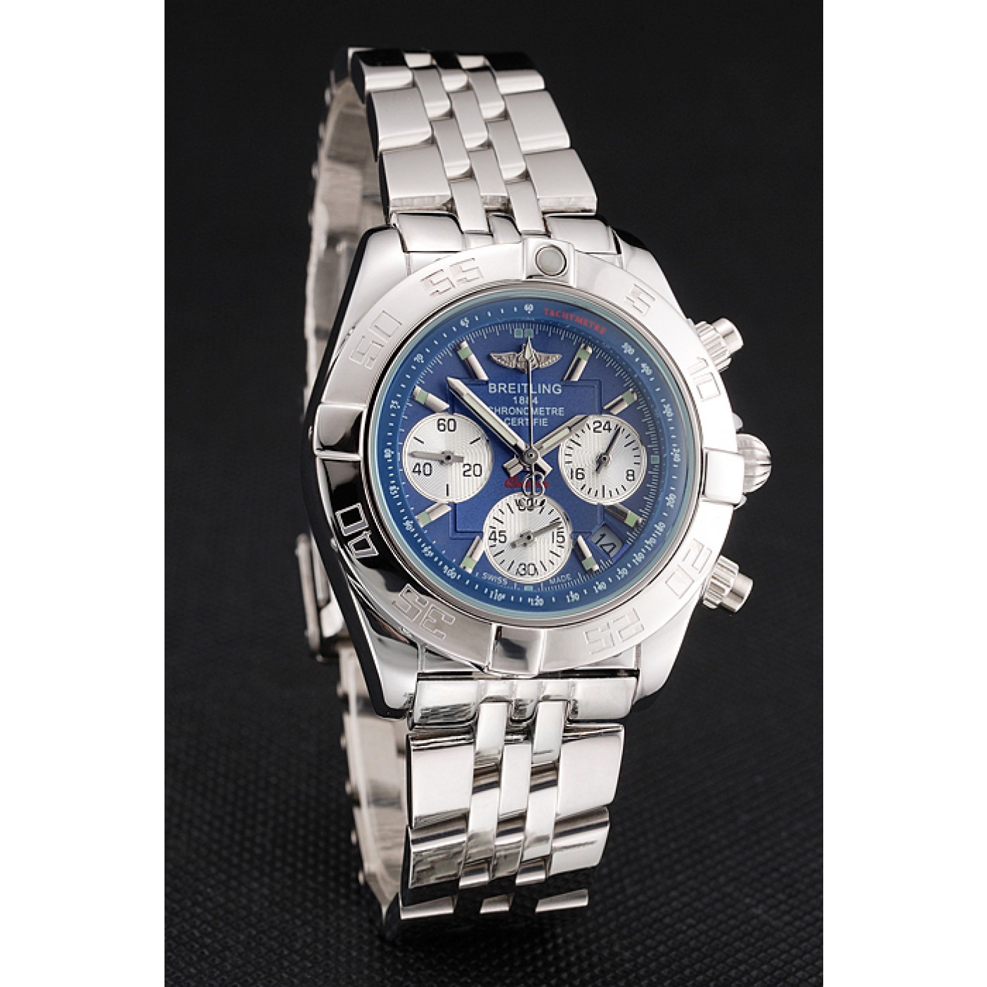 Breitling Chronomat Quartz Blue Dial Stainless Steel Case And Bracelet