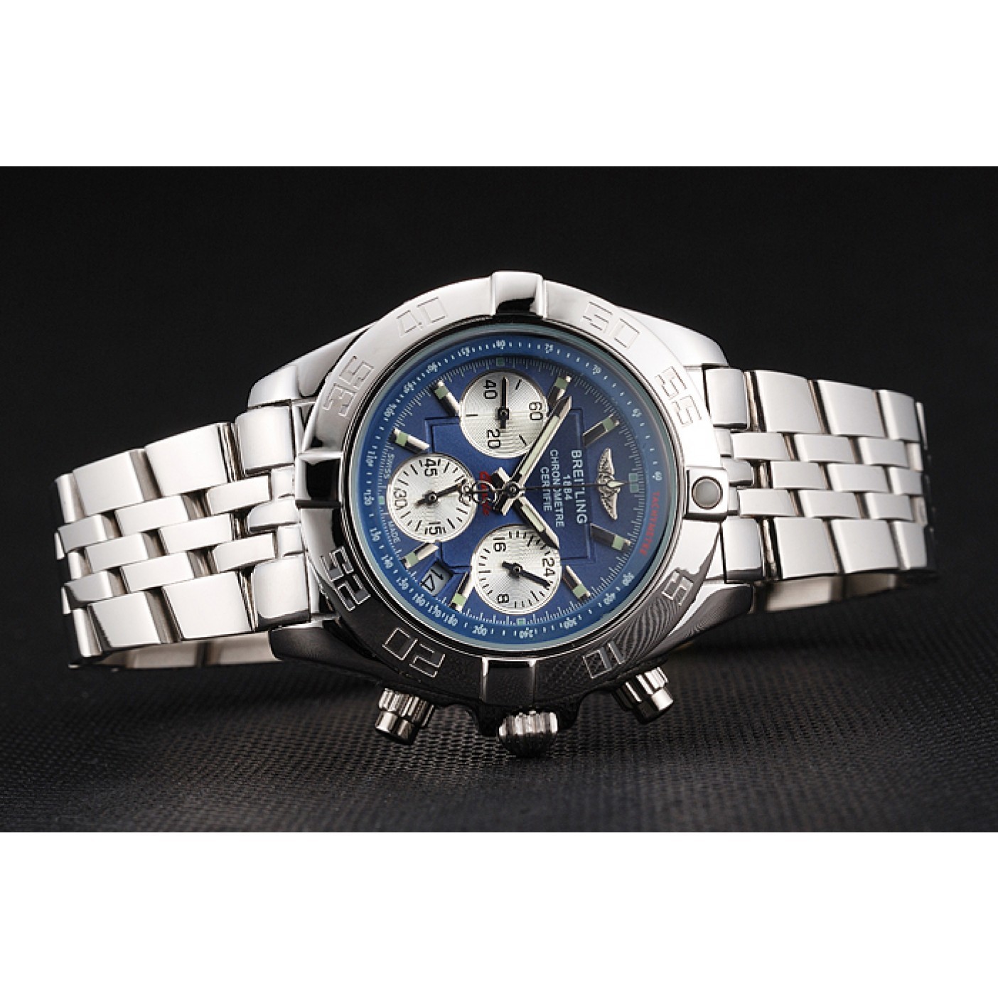 Breitling Chronomat Quartz Blue Dial Stainless Steel Case And Bracelet