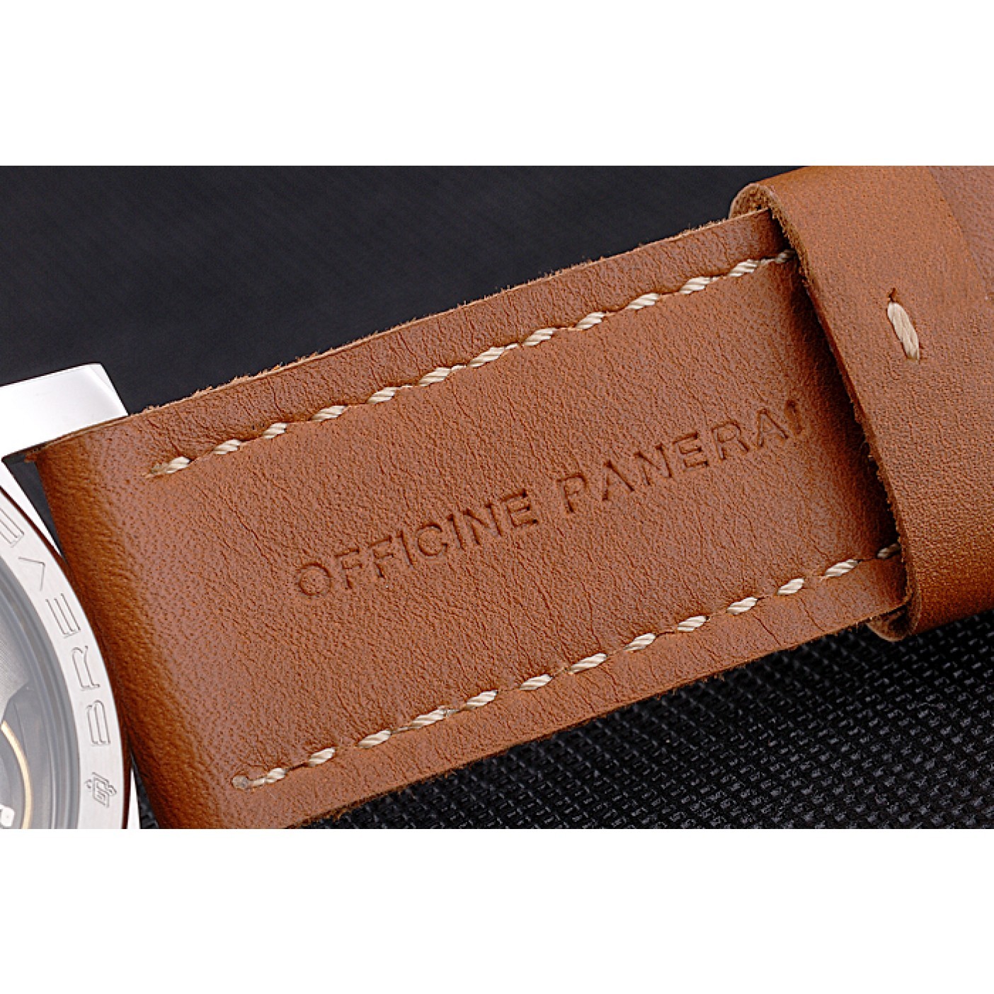 Panerai Radiomir Brushed Stainless Steel Case Black Dial Brown Leather Strap