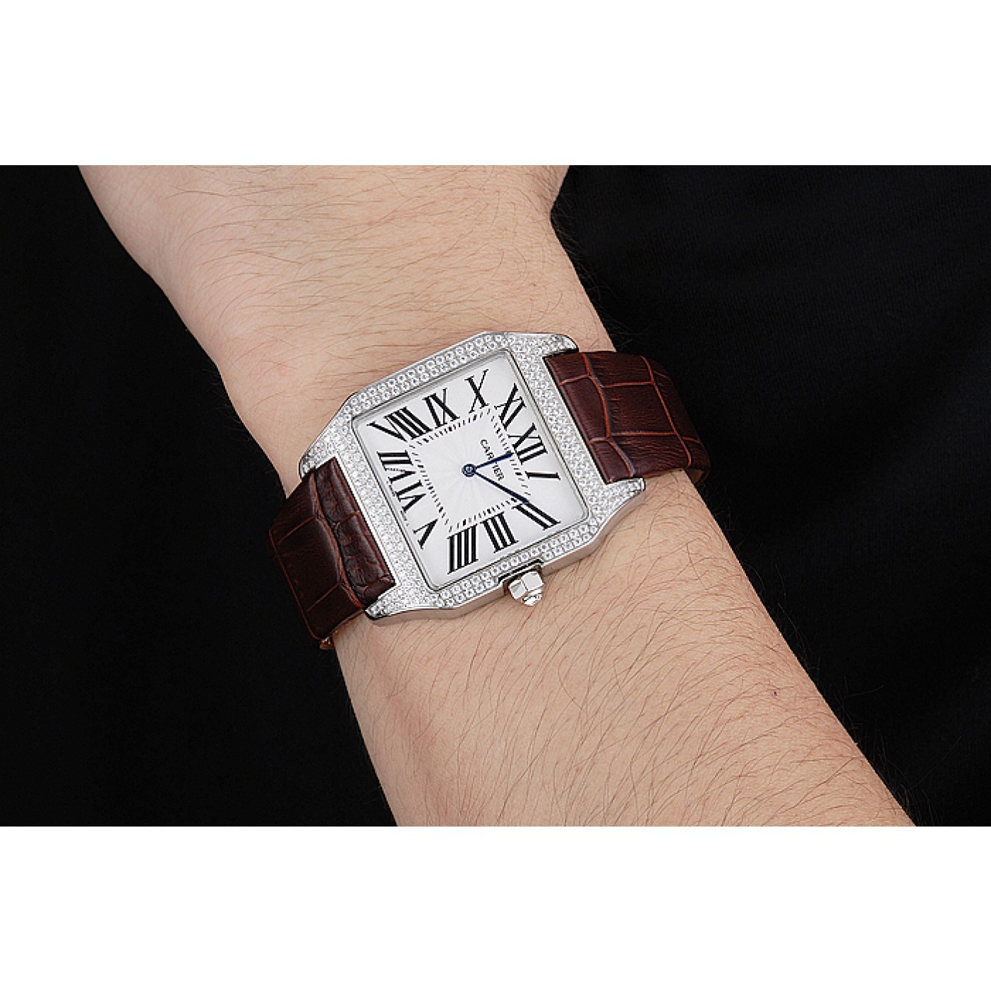 Cartier Santos 100 Diamond Silver Bezel 621926