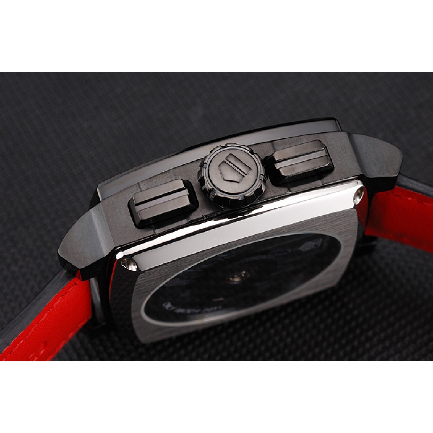 Tag Heuer Monaco Black-Red Perforated Leather Strap White Dial 80307