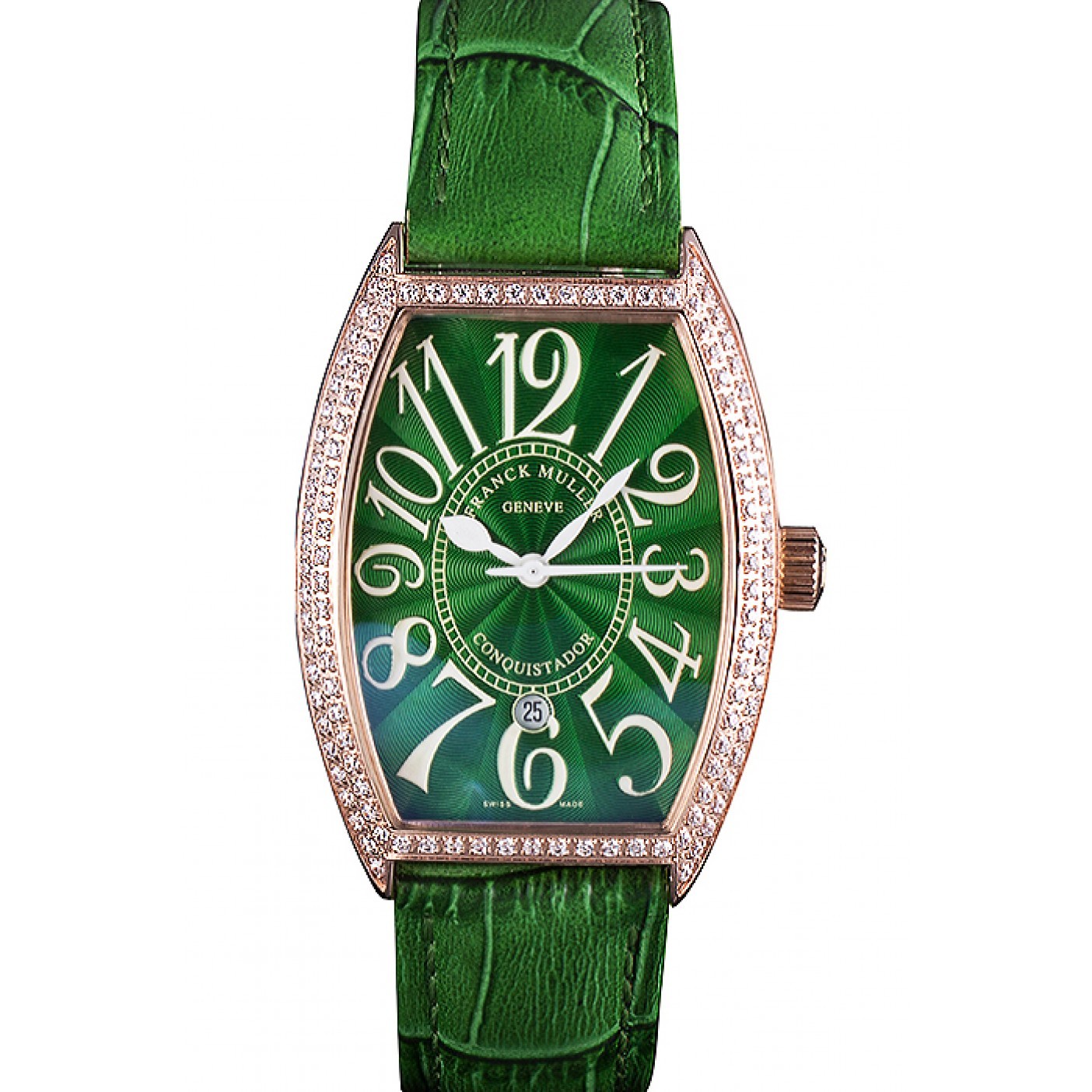 Franck Muller Casablanca Green Croco Leather Band Crystal Encrusted Bezel 621646