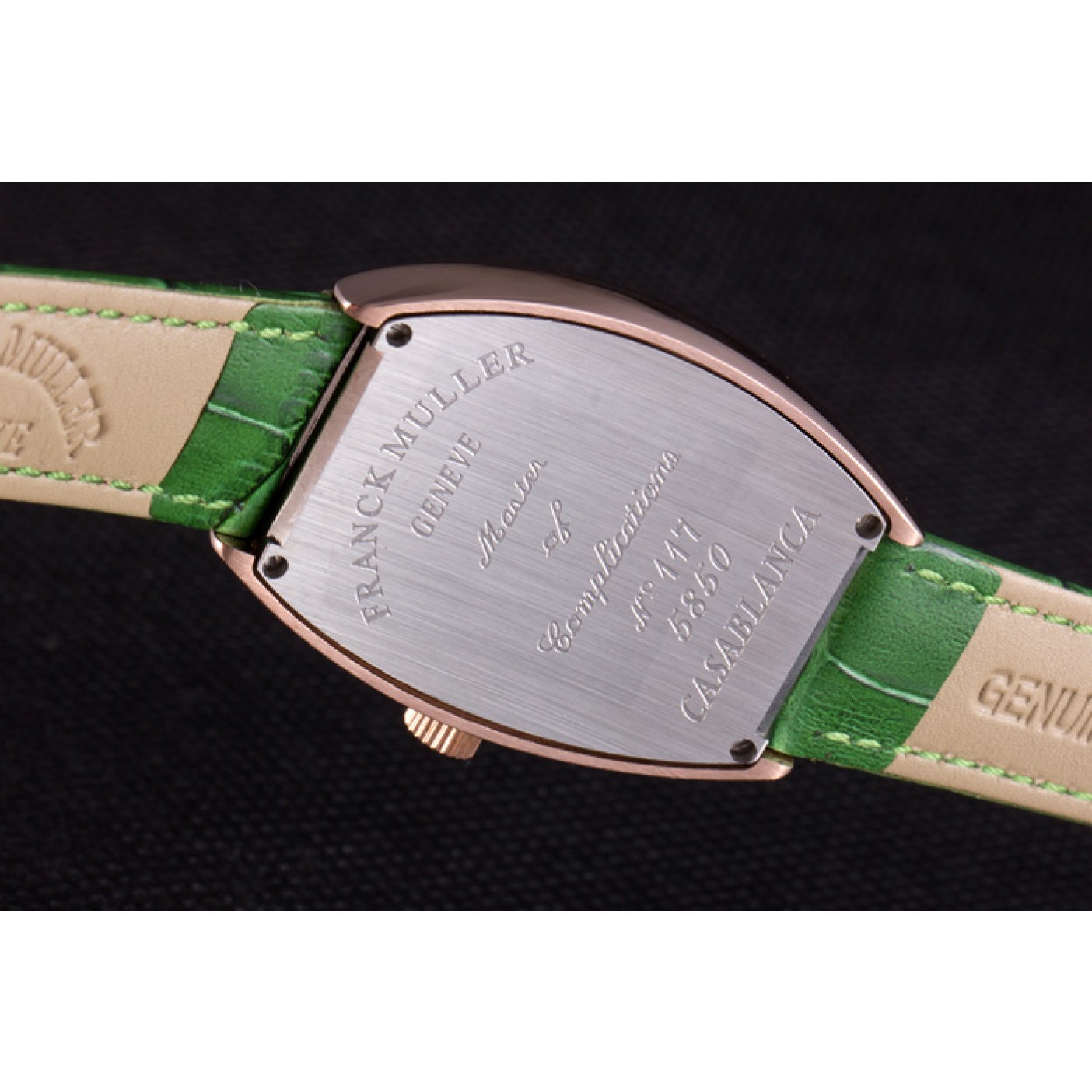 Franck Muller Casablanca Green Croco Leather Band Crystal Encrusted Bezel 621646