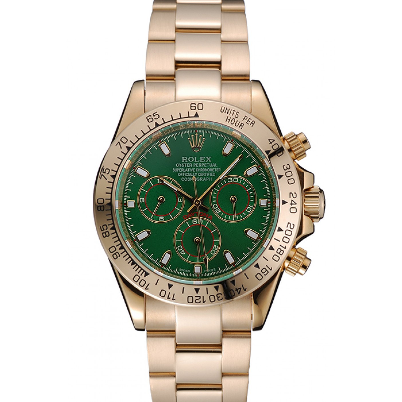 RepTime Watches Rolex Cosmograph Daytona Green Dial Gold Case And Bracelet 1454244