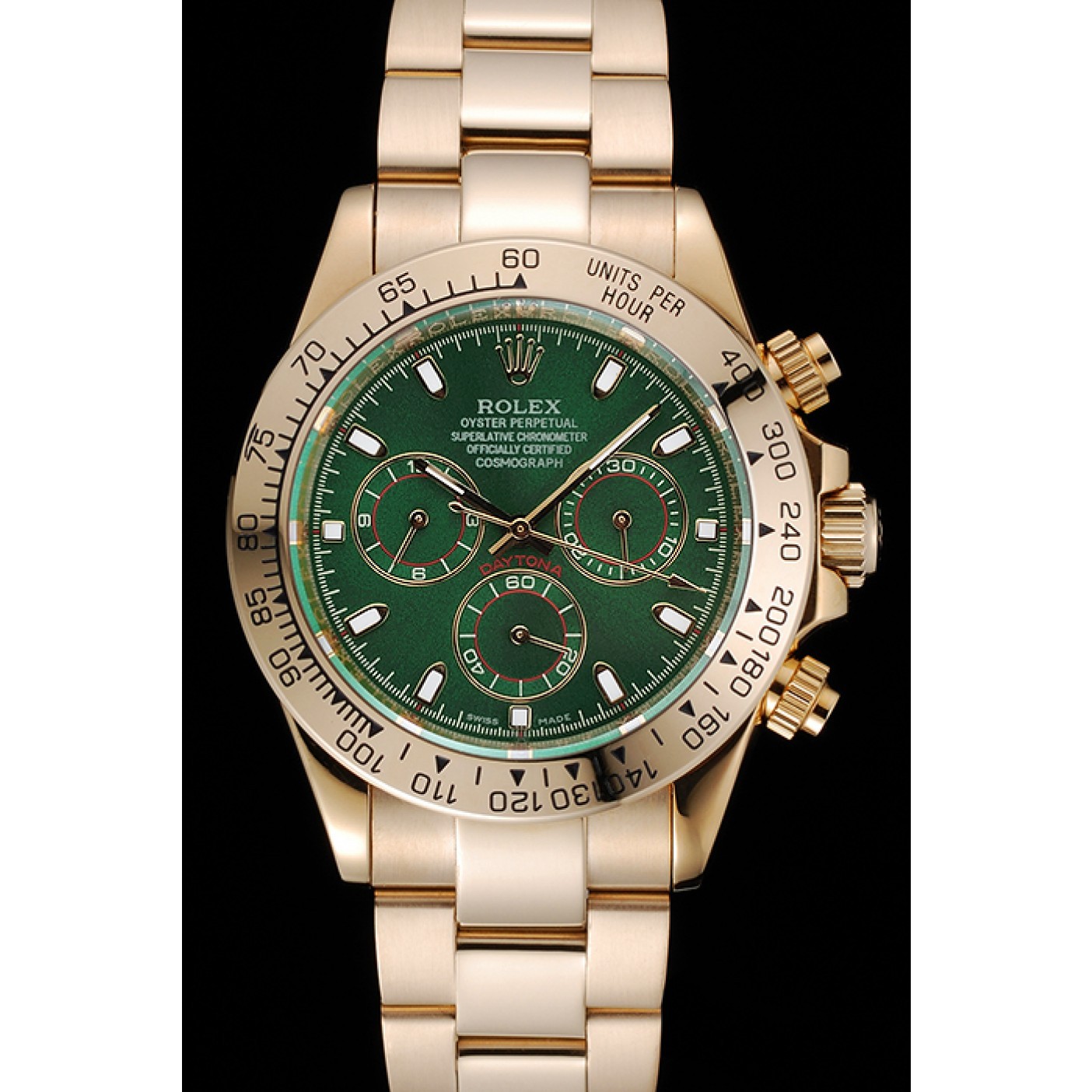 RepTime Watches Rolex Cosmograph Daytona Green Dial Gold Case And Bracelet 1454244