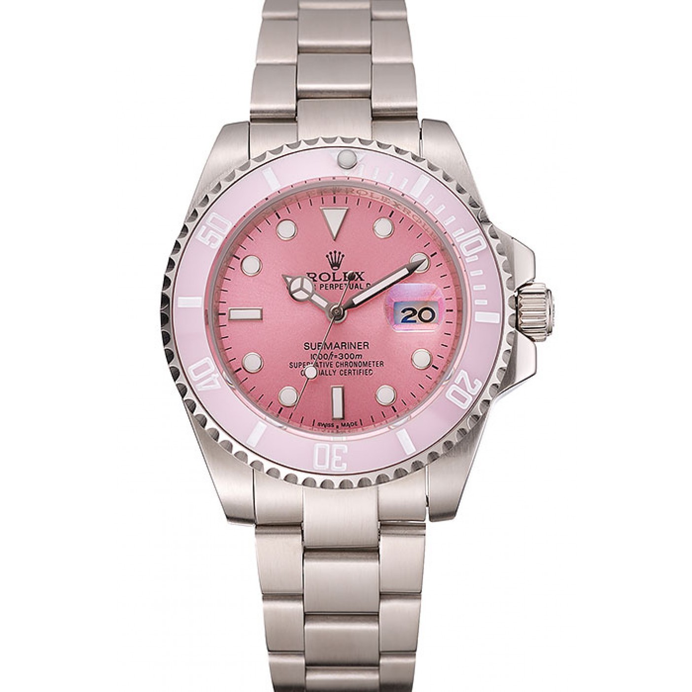 RepTime Watches Rolex Submariner Pink Dial Pink Bezel Stainless Steel Bracelet 1453865