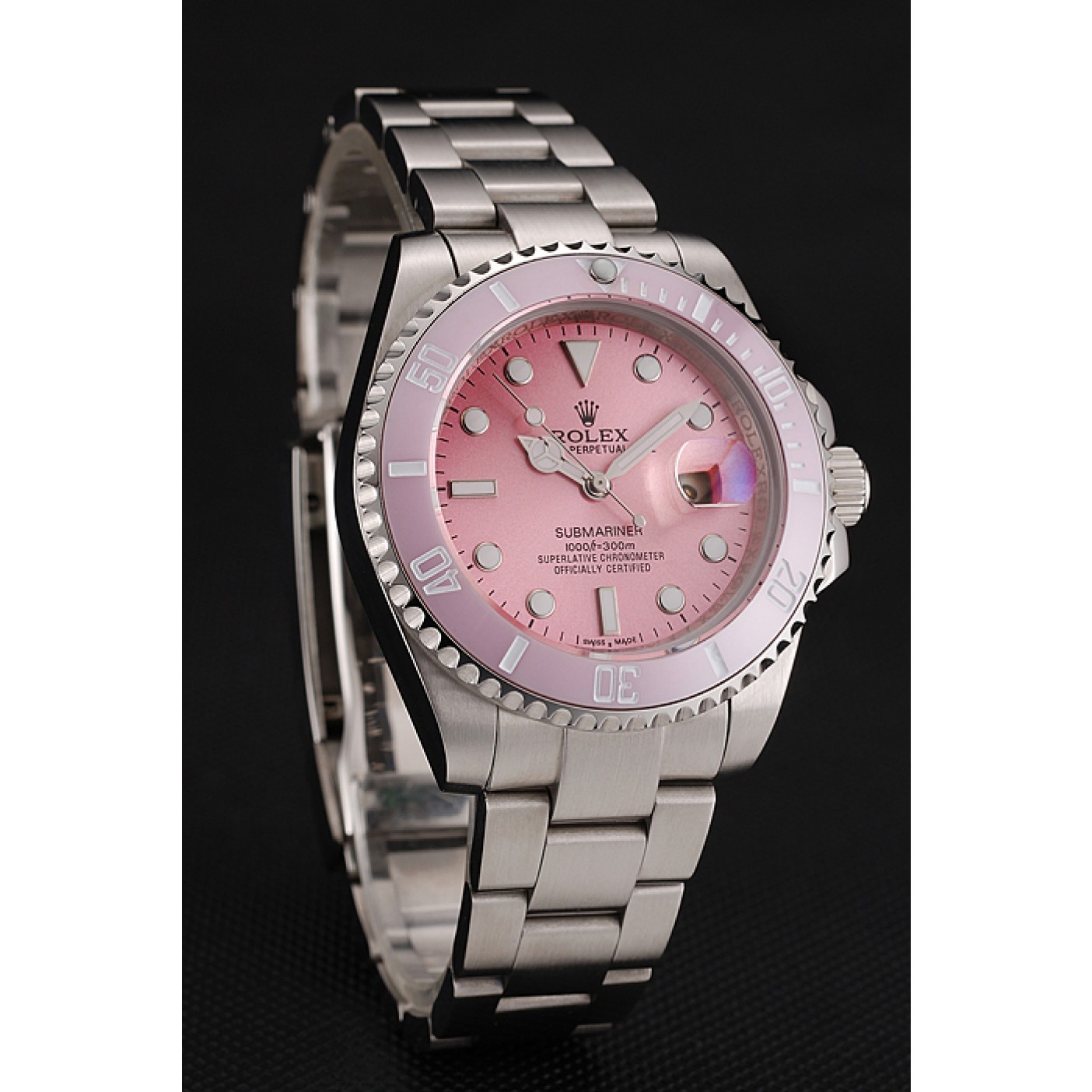 RepTime Watches Rolex Submariner Pink Dial Pink Bezel Stainless Steel Bracelet 1453865