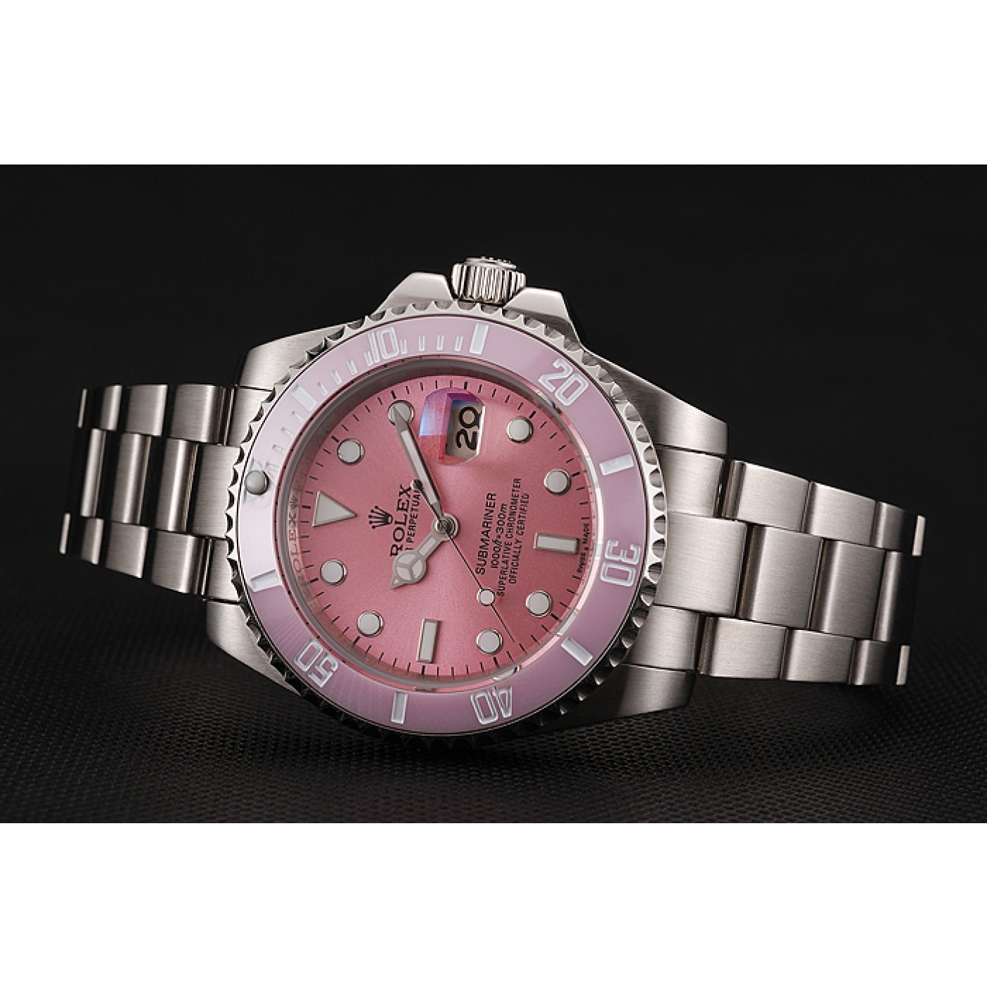 RepTime Watches Rolex Submariner Pink Dial Pink Bezel Stainless Steel Bracelet 1453865