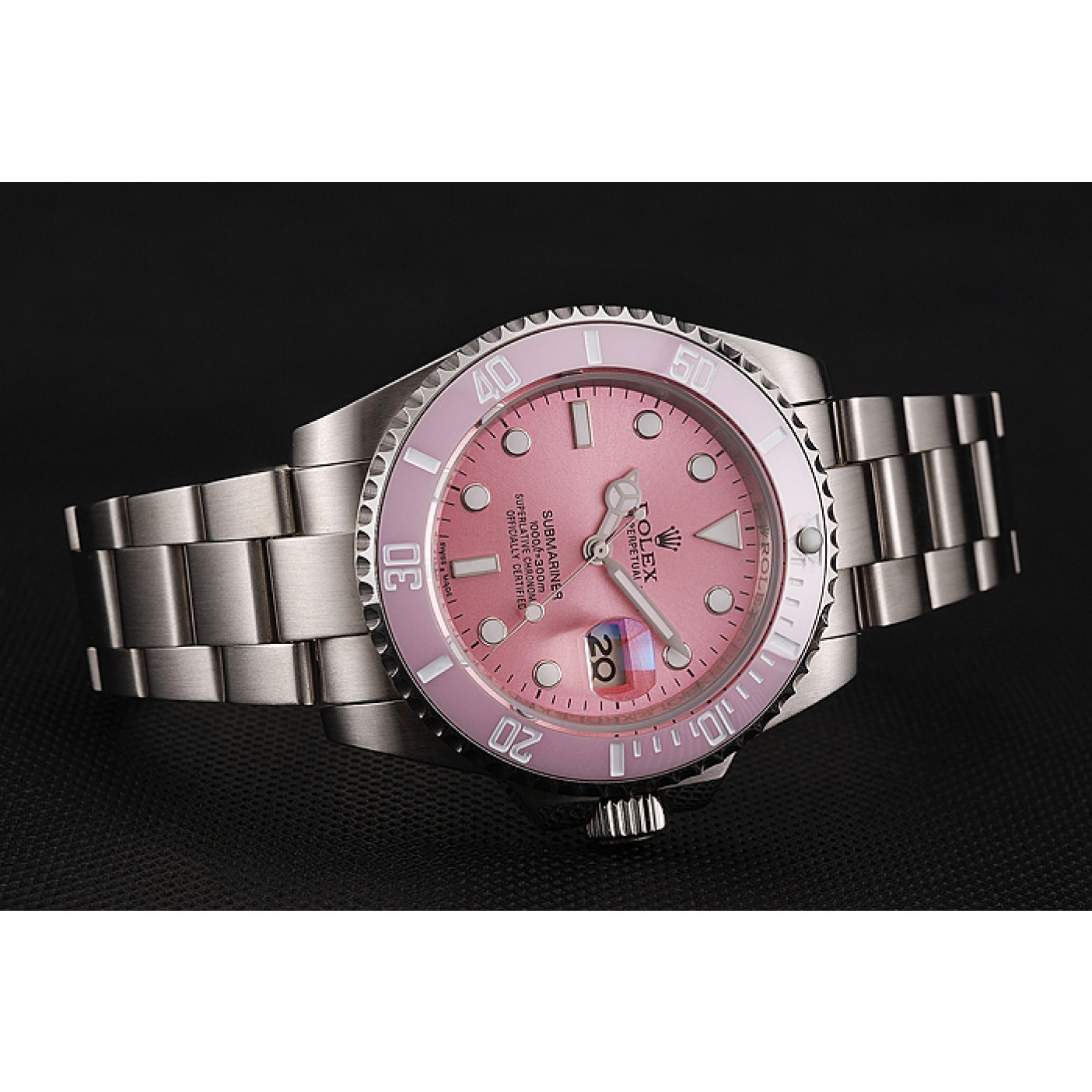 Rolex Submariner Pink Dial Pink Bezel Stainless Steel Bracelet 1453865