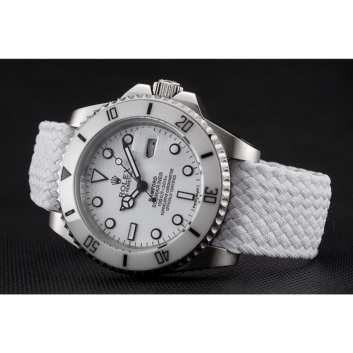 RepTime Watches Rolex Submariner Bamford White Dial White Fabric Bracelet 1453867