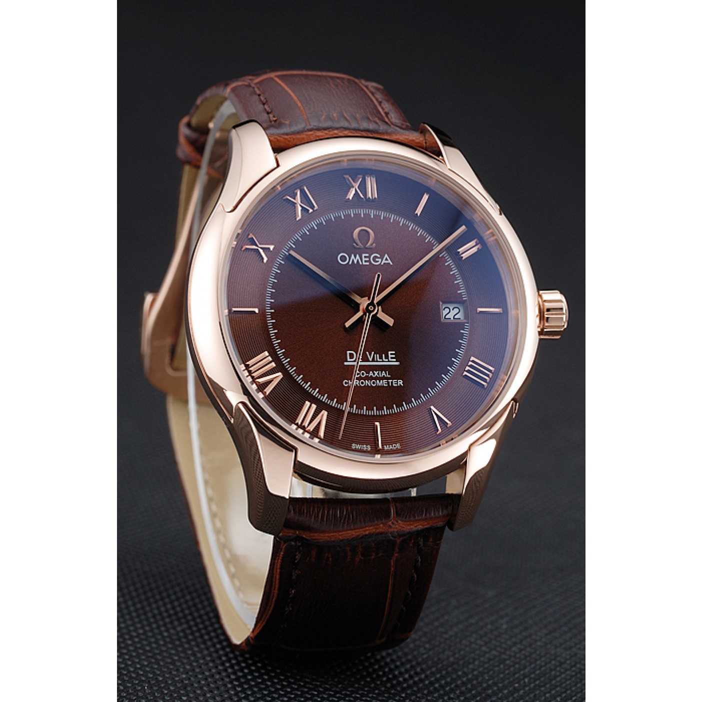 Omega DeVille Brown Dial Gold Case Brown Leather Strap 622831