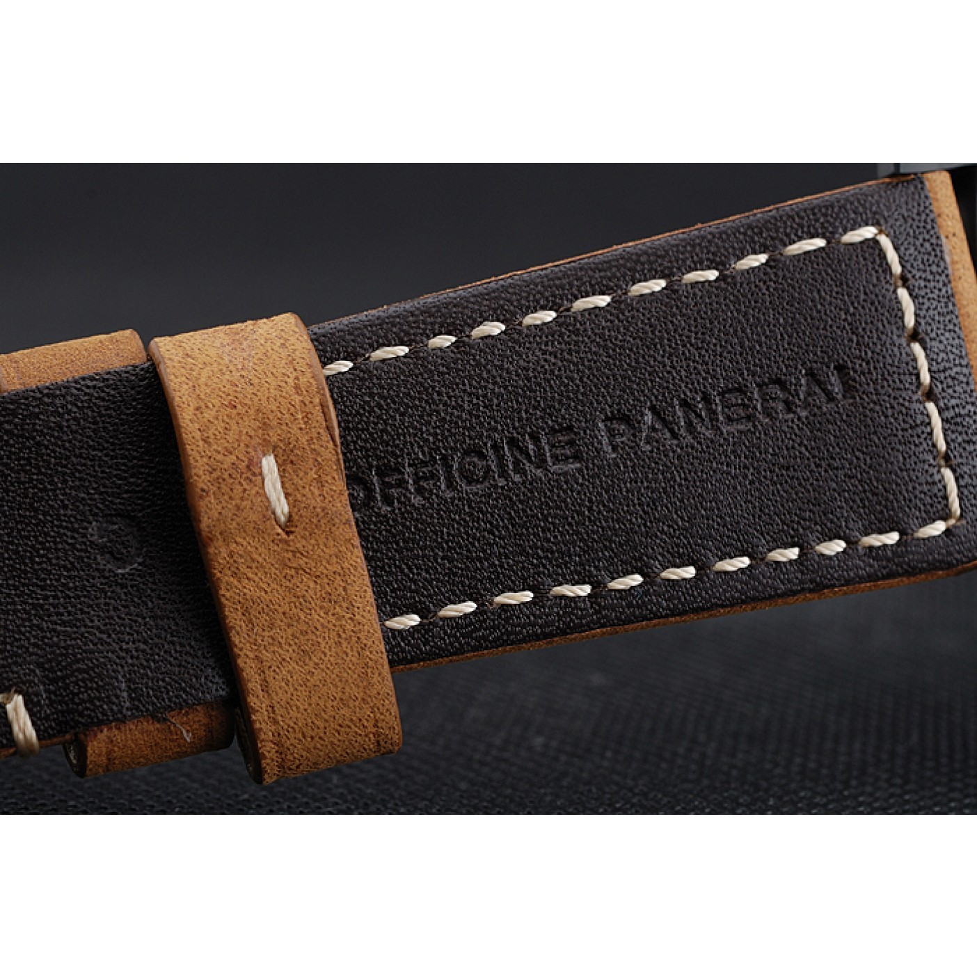 Panerai Luminor Black Ionized Stainless Steel Case Black Dial Brown Suede Leather Strap