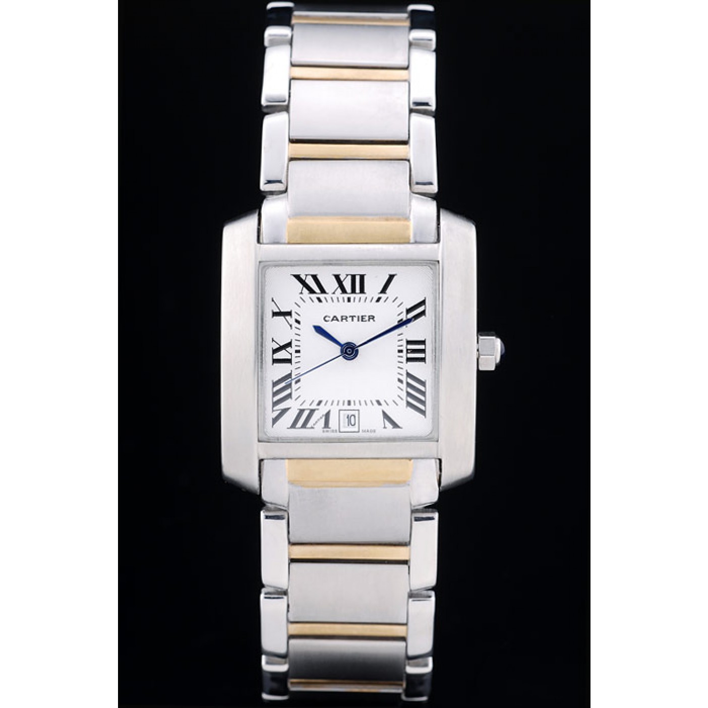 Cartier Tank Francaise 29mm White Dial Stainless Steel Case Two Tone Bracelet