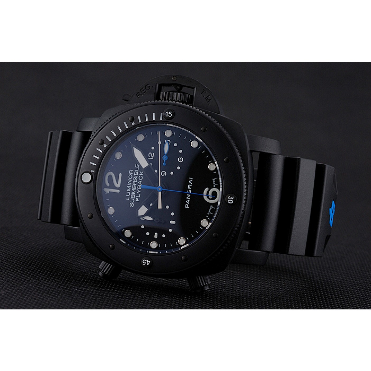 Panerai Luminor Submersible Flyback GMT Black Dial Black Ionized Case Black Rubber Strap