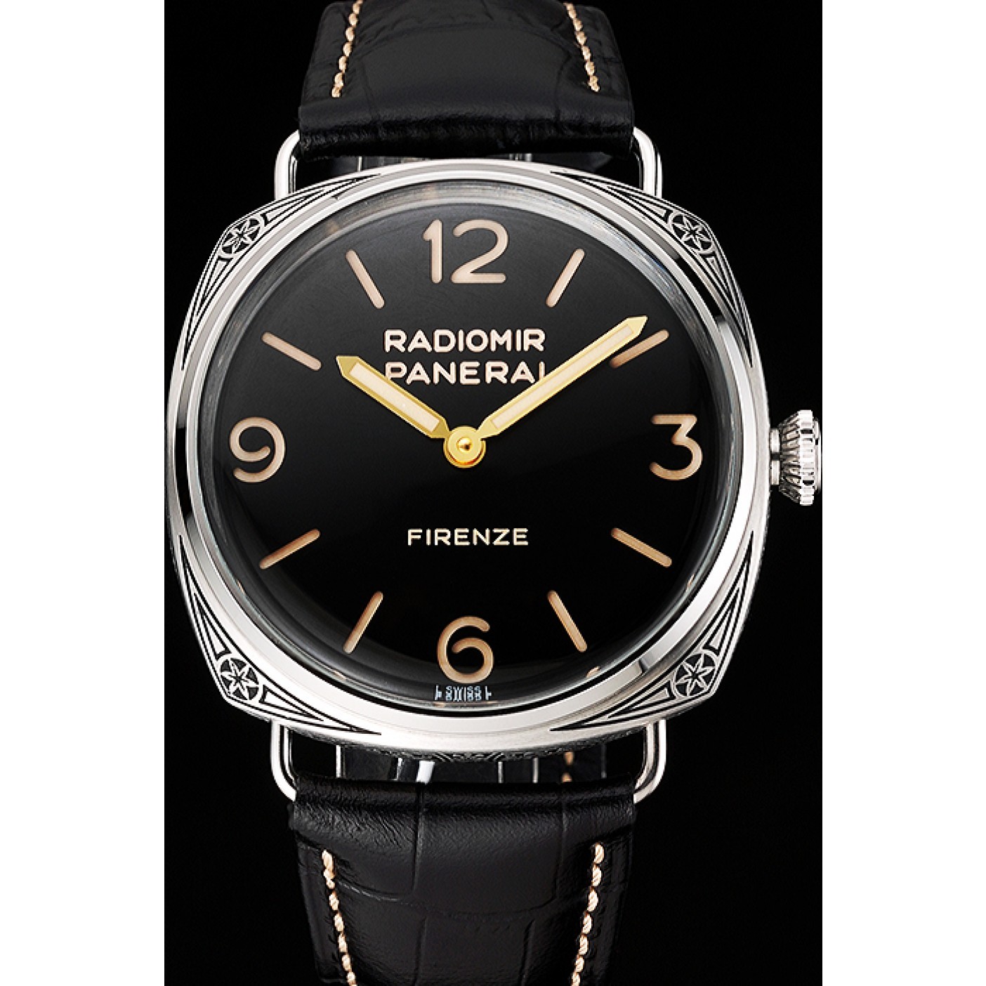 Swiss Panerai Radiomir 3 Days Acciaio &quot;Firenze&quot; Black Dial Stainless Steel Case Black Leather Strap