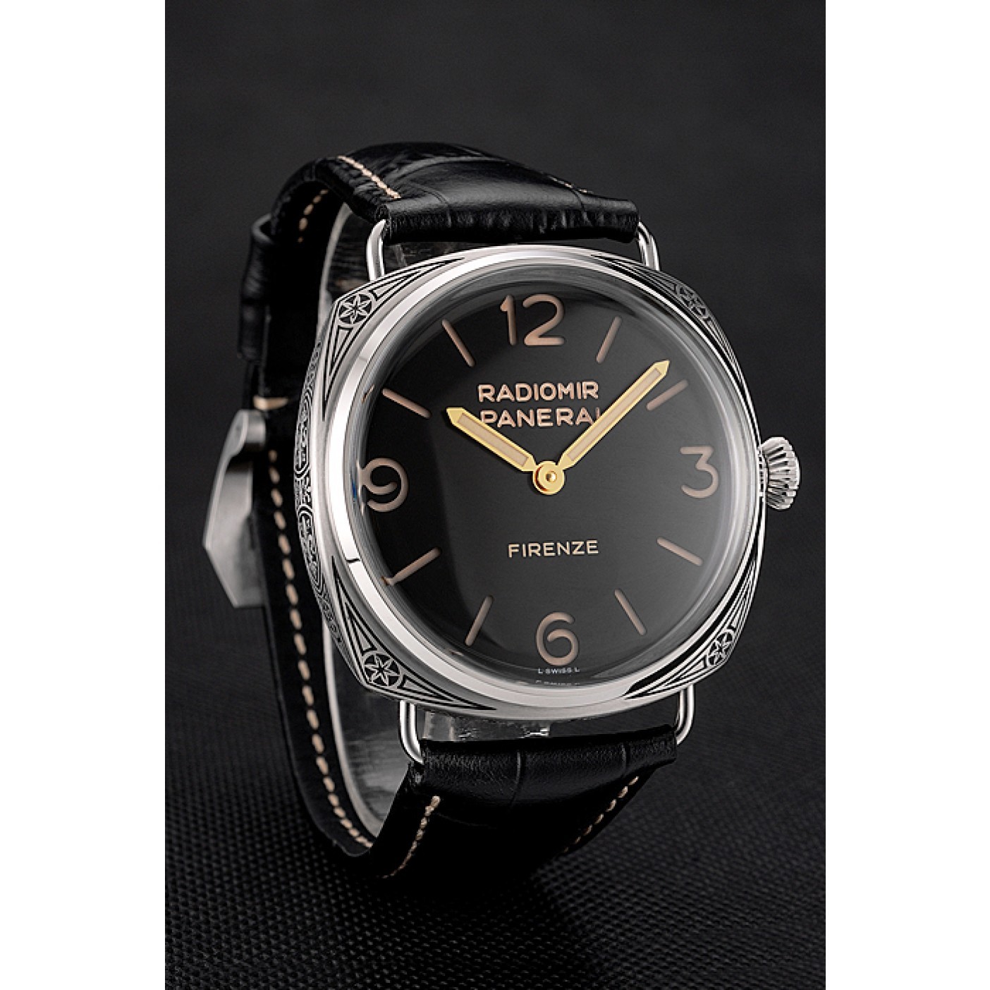 Swiss Panerai Radiomir 3 Days Acciaio &quot;Firenze&quot; Black Dial Stainless Steel Case Black Leather Strap