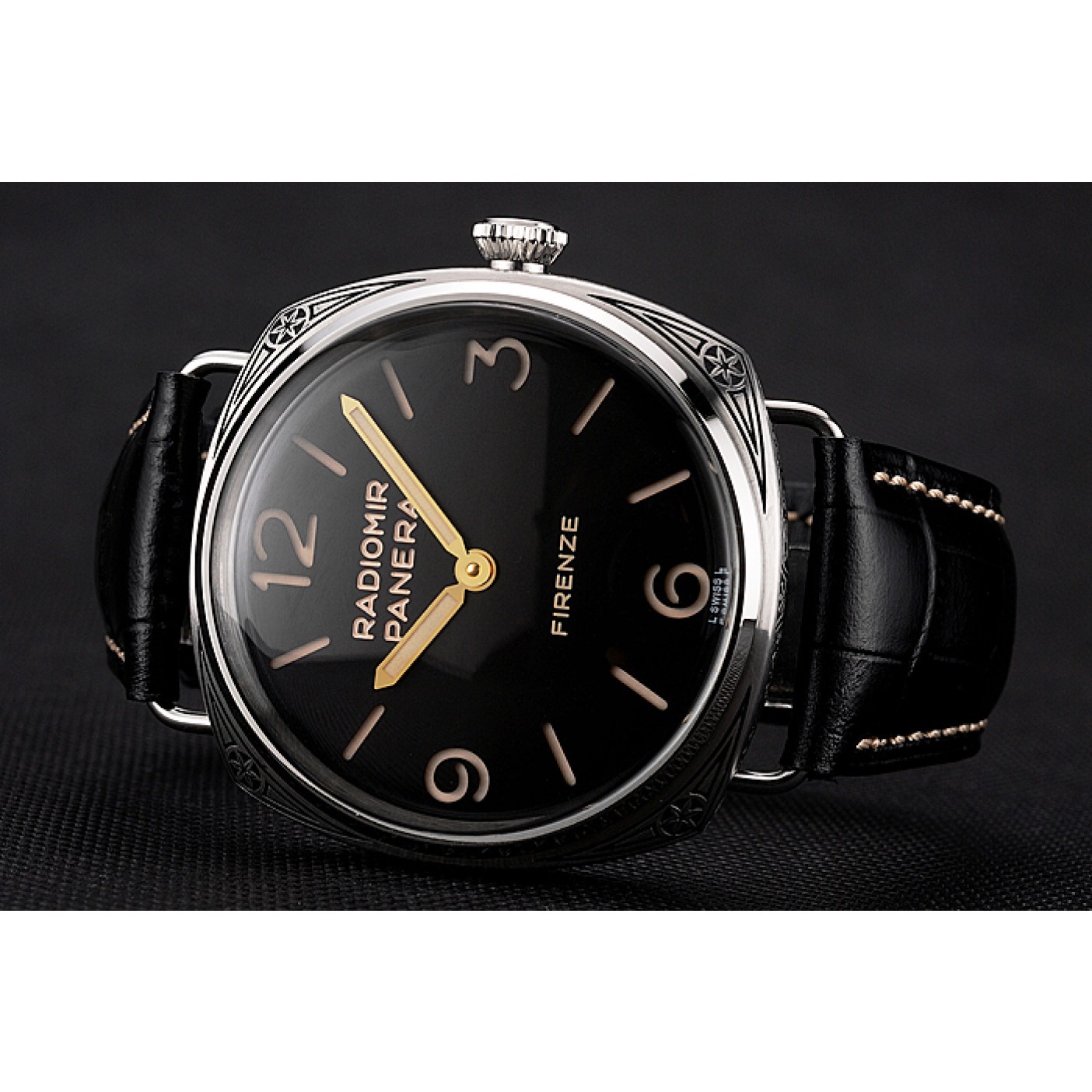 Swiss Panerai Radiomir 3 Days Acciaio &quot;Firenze&quot; Black Dial Stainless Steel Case Black Leather Strap