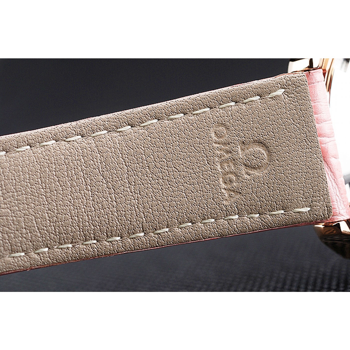 Omega DeVille Prestige Pink Dial Gold Diamond Case Pink Leather Bracelet 1454126