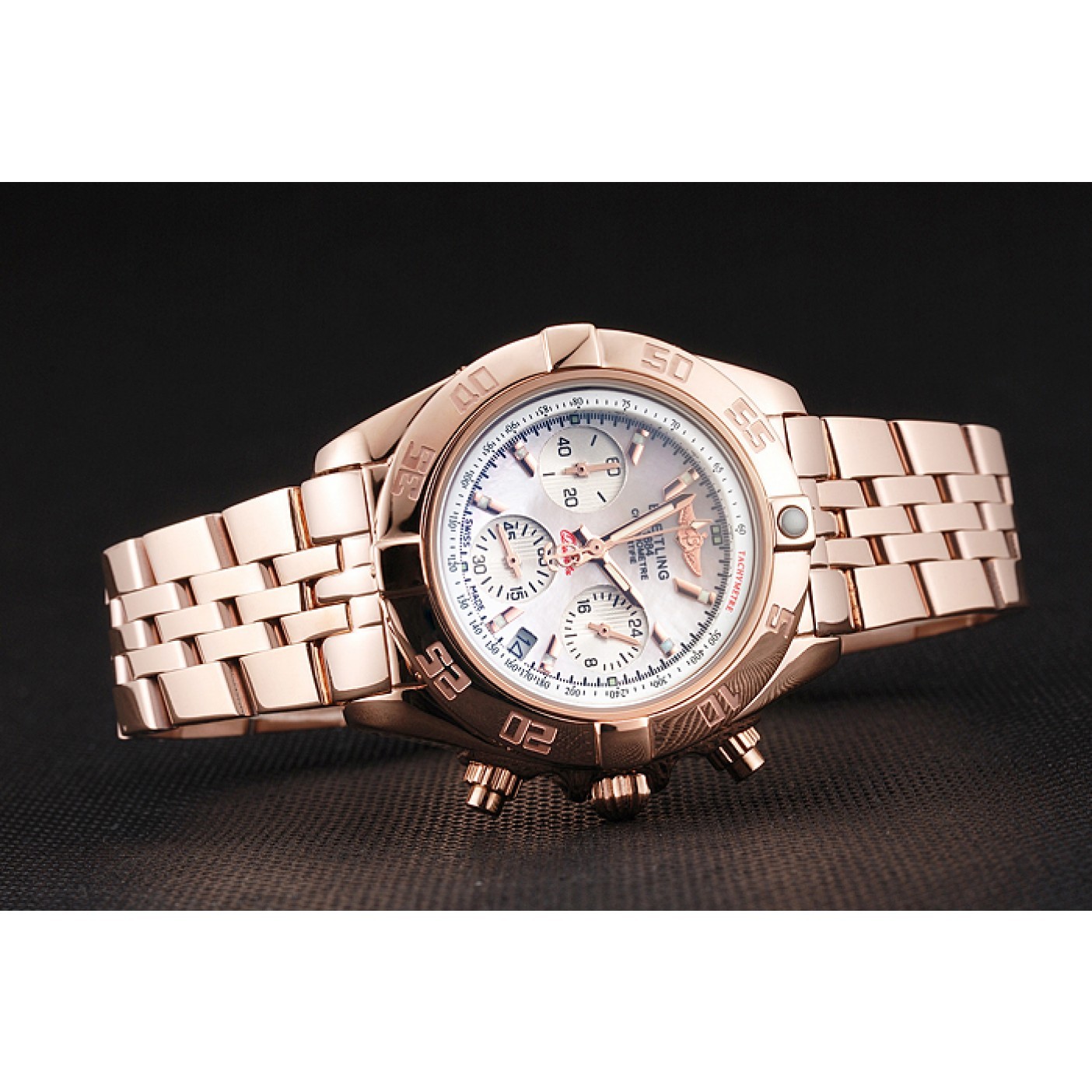 Breitling Chronomat Quartz Pearl Dial Rose Gold Case And Bracelet