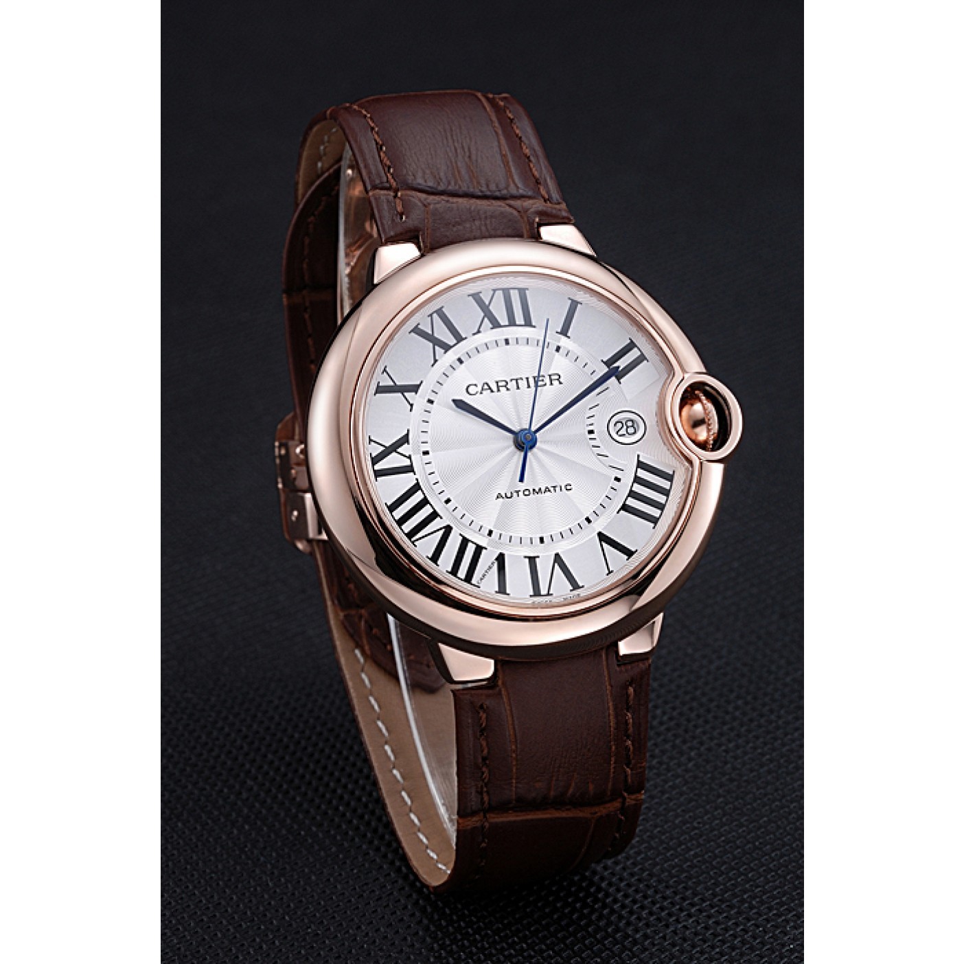 Swiss Cartier Ballon Bleu Brown Leather Bracelet 622064