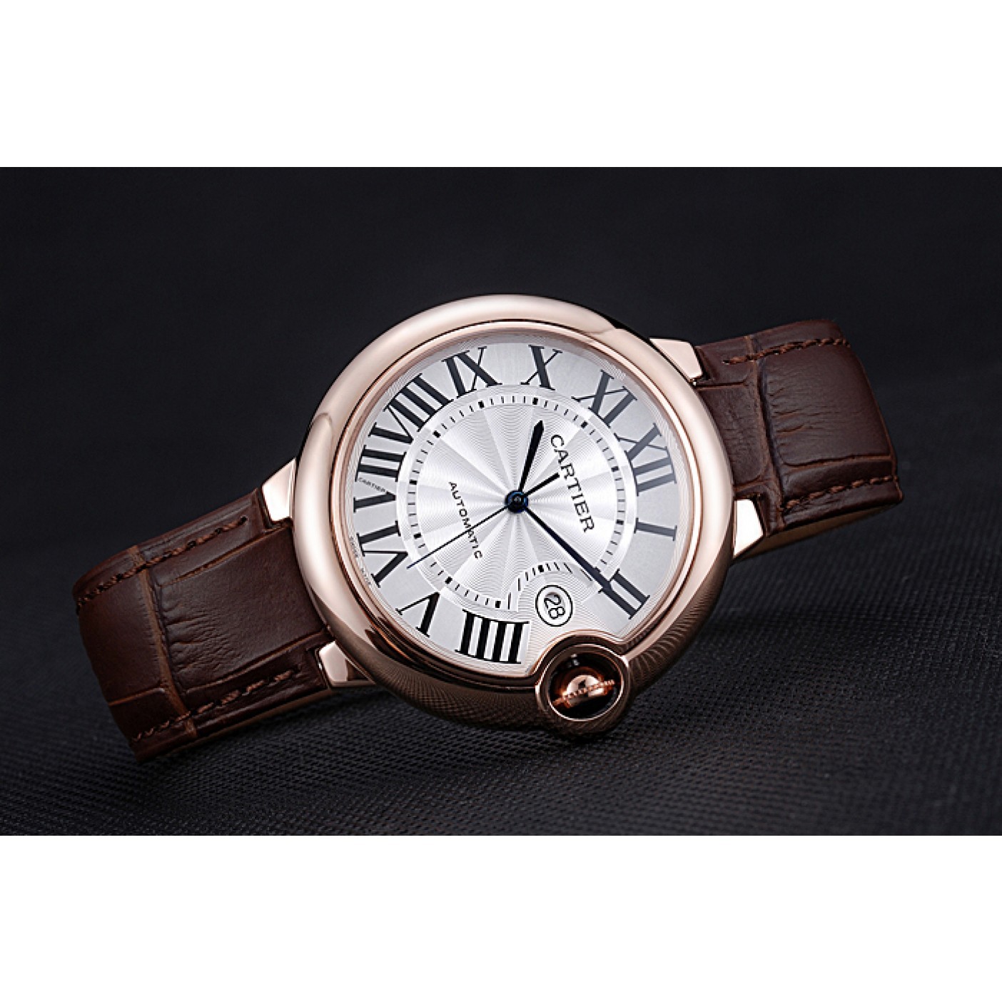 Swiss Cartier Ballon Bleu Brown Leather Bracelet 622064