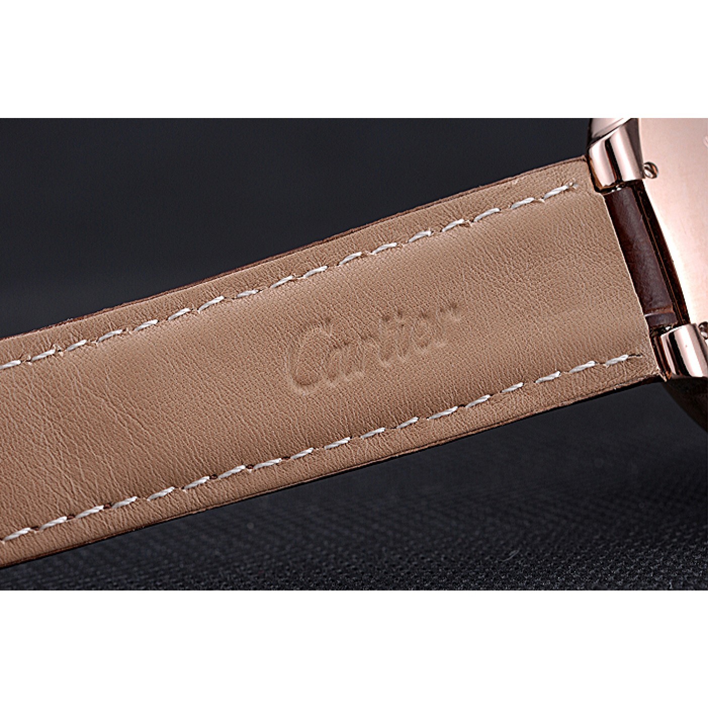 Swiss Cartier Ballon Bleu Brown Leather Bracelet 622064