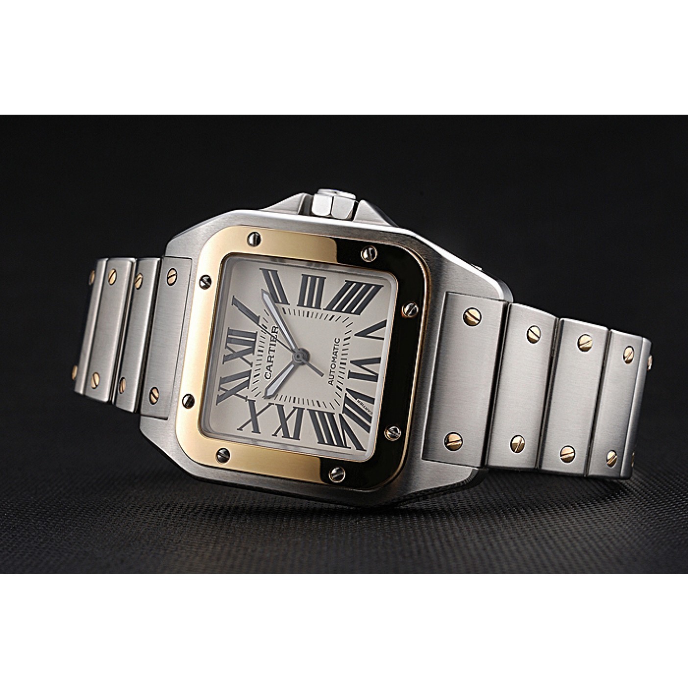 Swiss Cartier Santos De Cartier Galbee Yellow Gold and Steel Case Steel Bracelet 622643