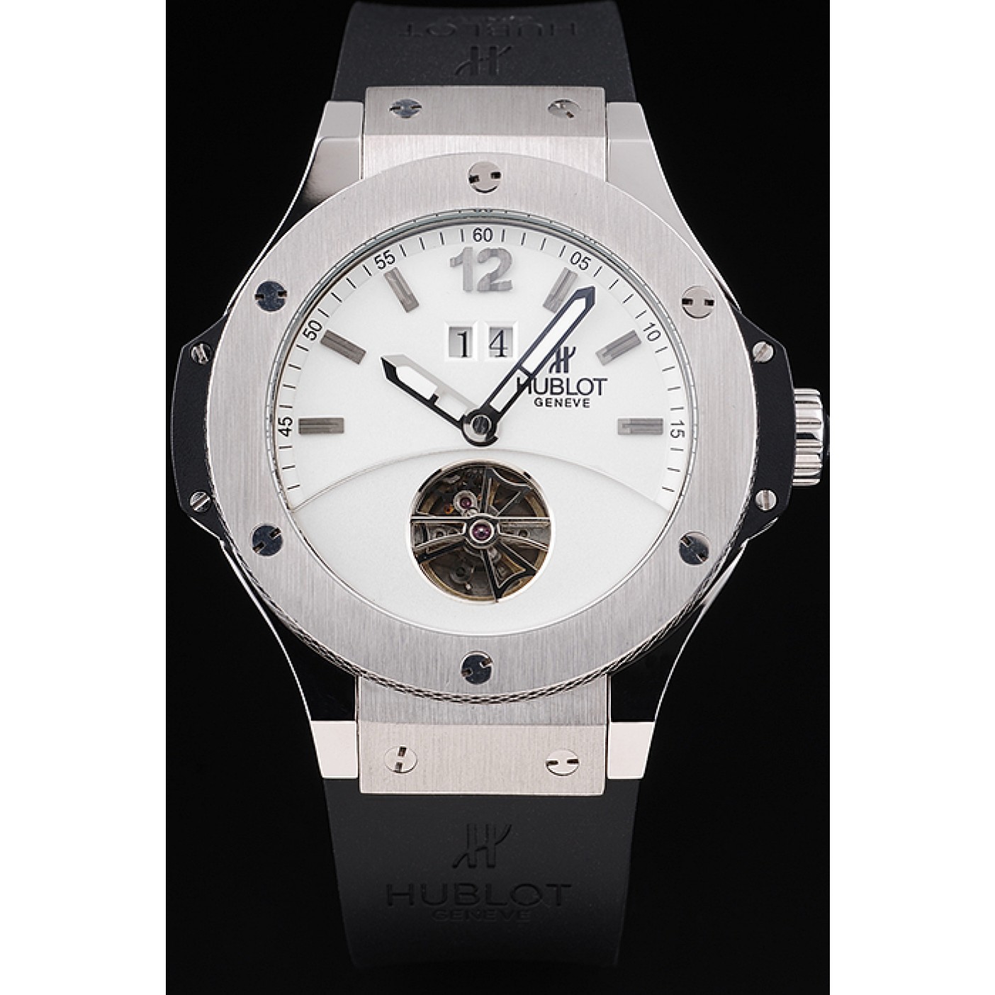 Hublot Big Bang Limited Edition White Dial Tourbillon Black Rubber Dial 1454190