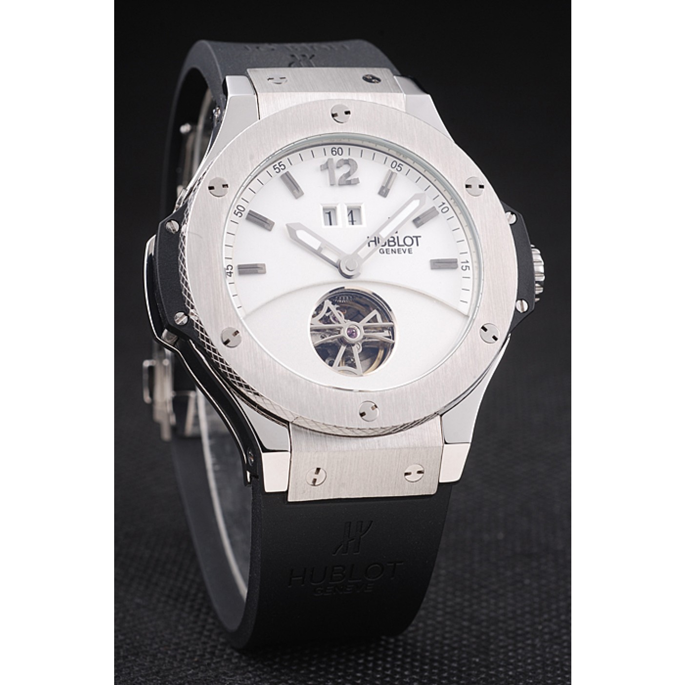 Hublot Big Bang Limited Edition White Dial Tourbillon Black Rubber Dial 1454190