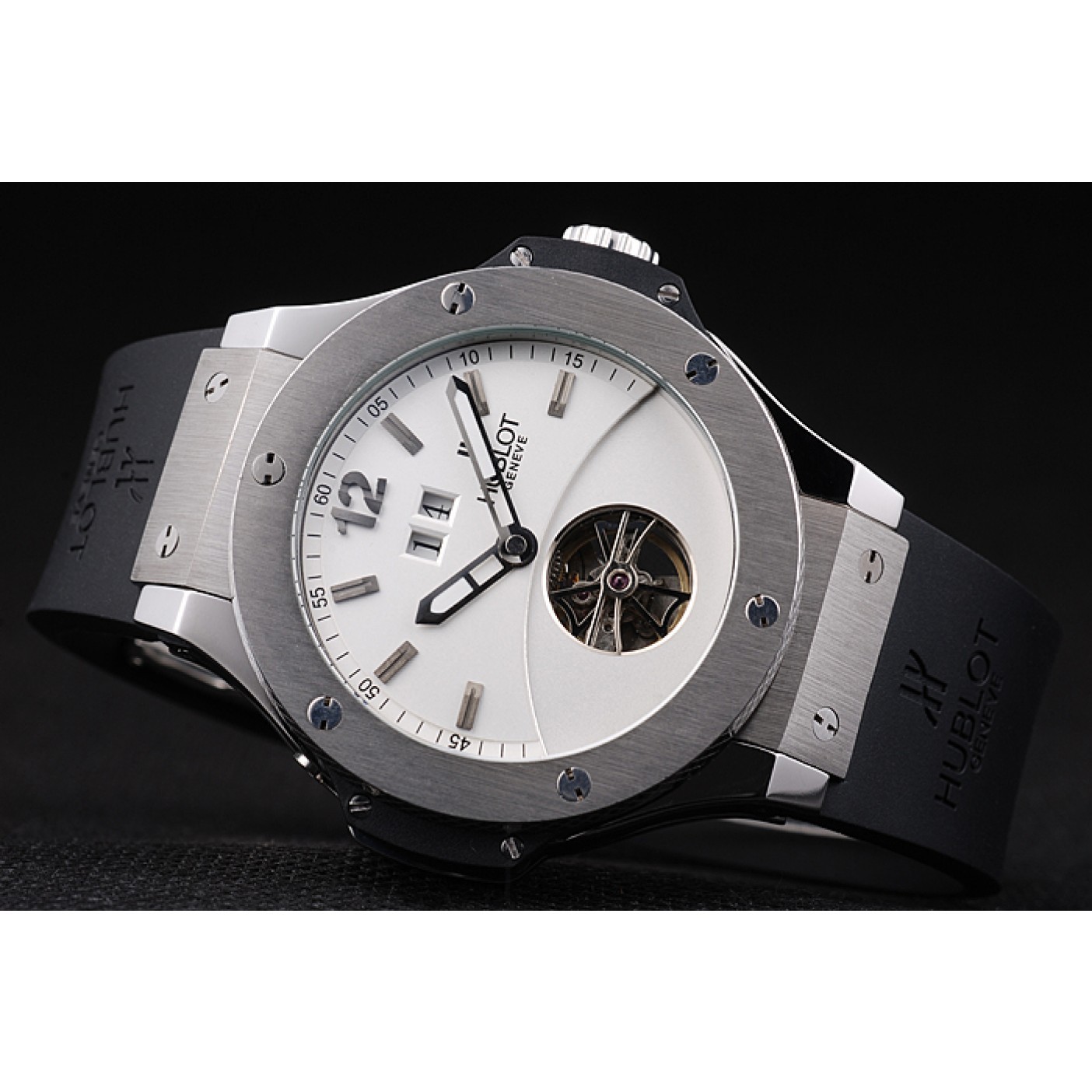 Hublot Big Bang Limited Edition White Dial Tourbillon Black Rubber Dial 1454190