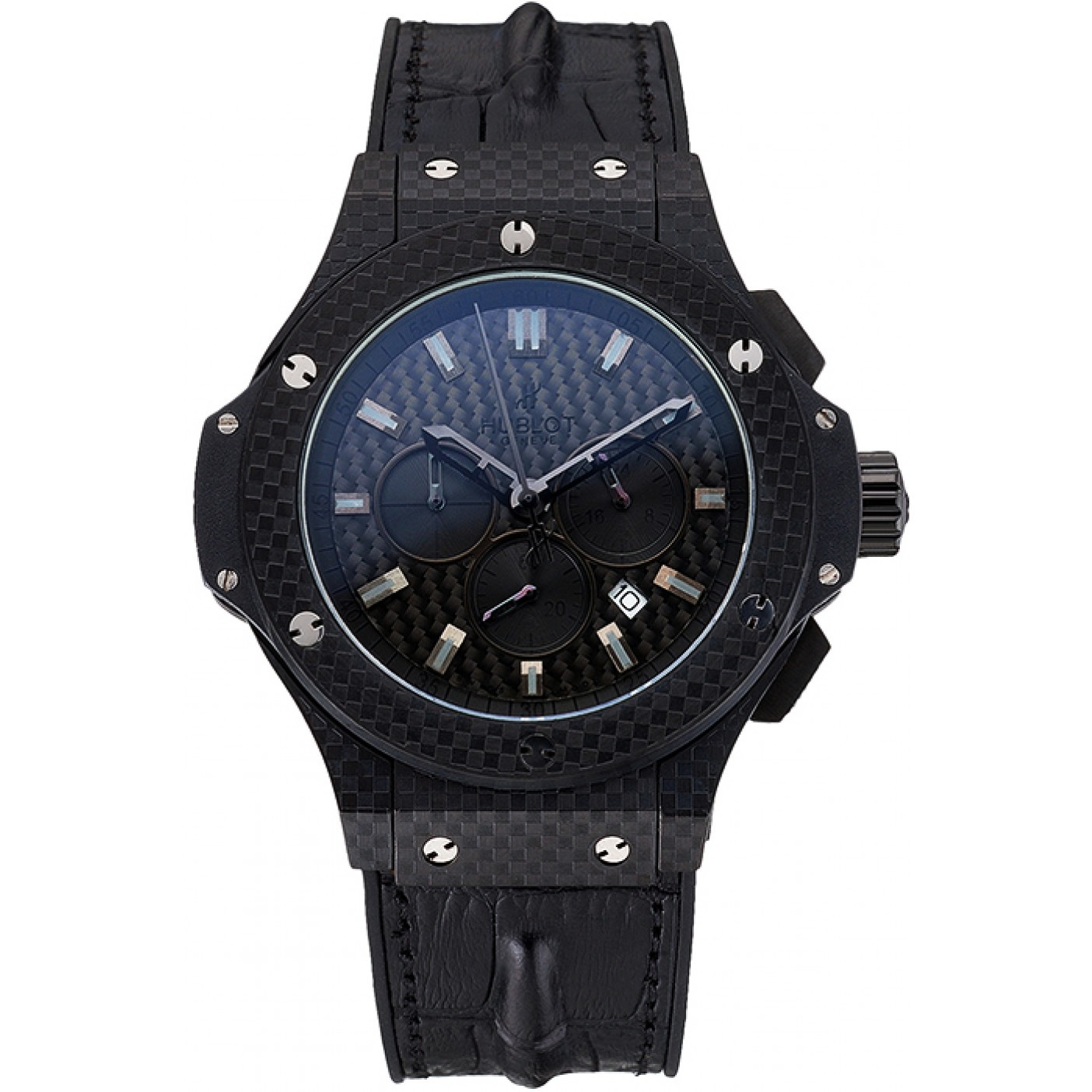 Hublot Big Bang Carbon Dial Carbon Case And Bezel Black Leather Strap 622773