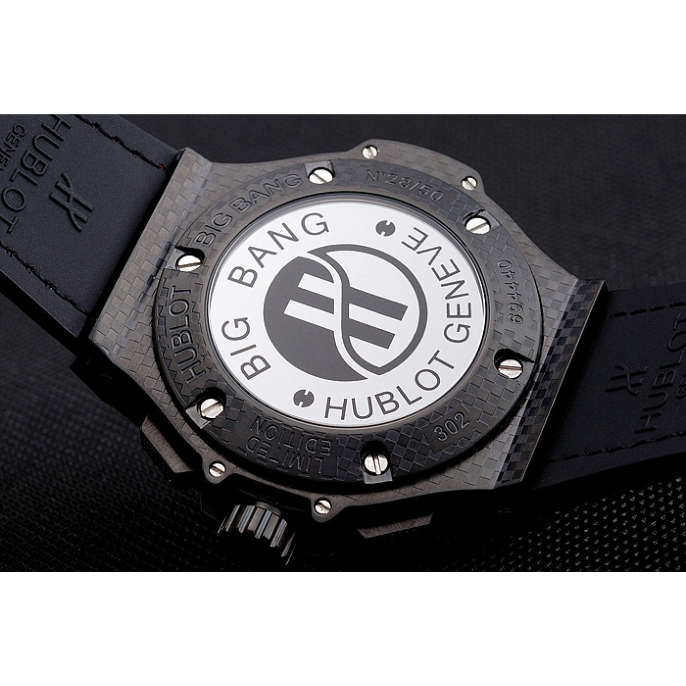 Hublot Big Bang Carbon Dial Carbon Case And Bezel Black Leather Strap 622773