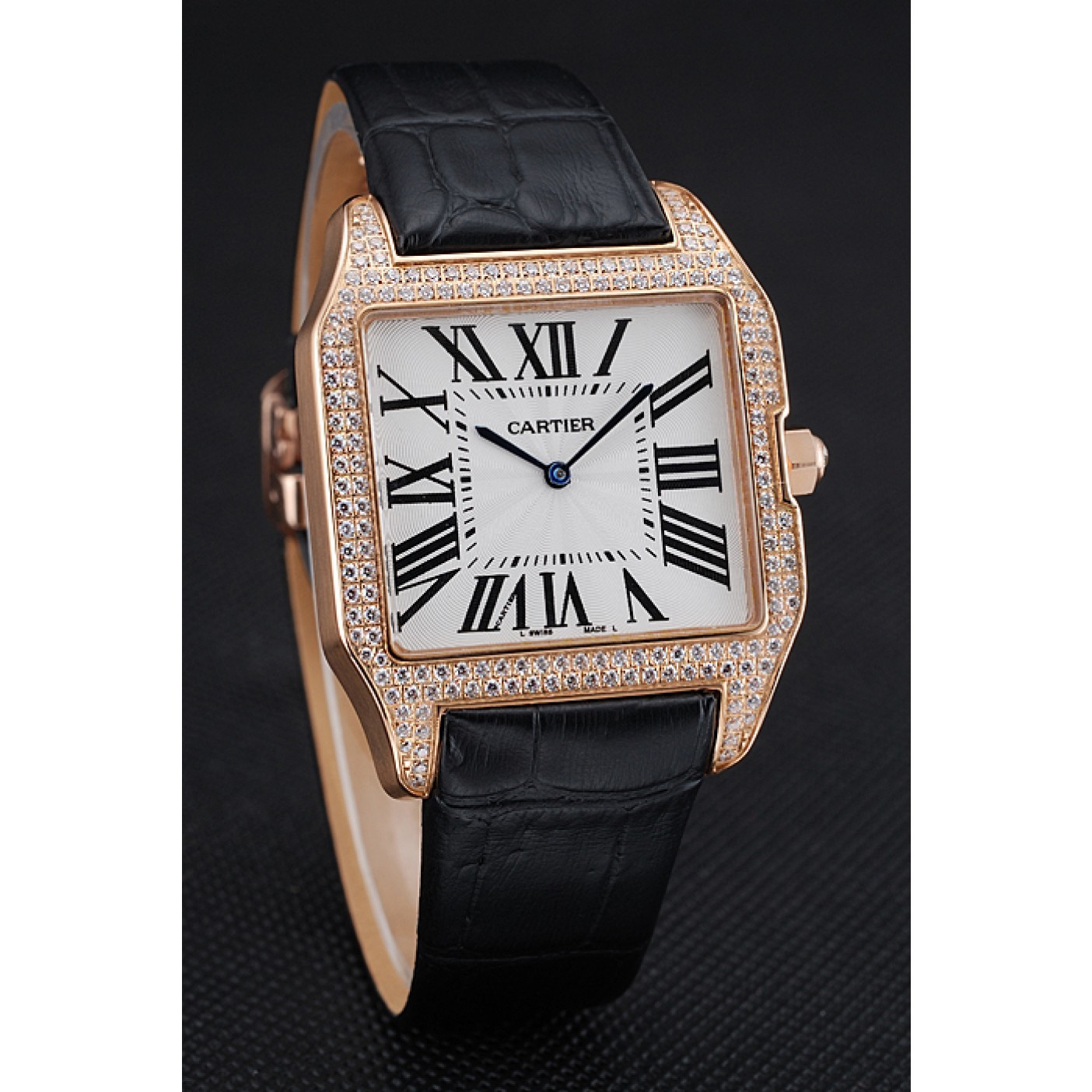 Cartier Santos 100 Diamond Rose Gold Bezel 621925