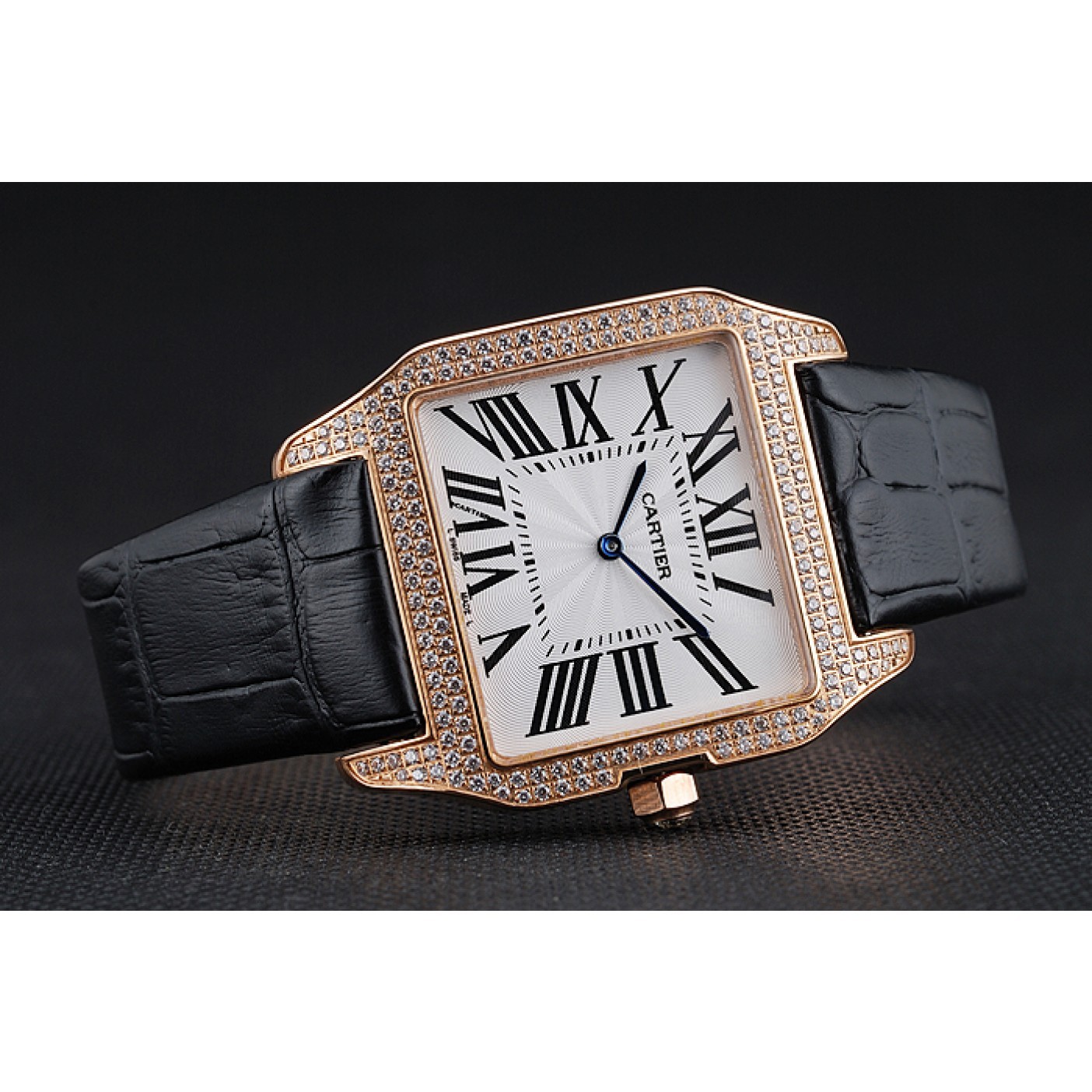 Cartier Santos 100 Diamond Rose Gold Bezel 621925