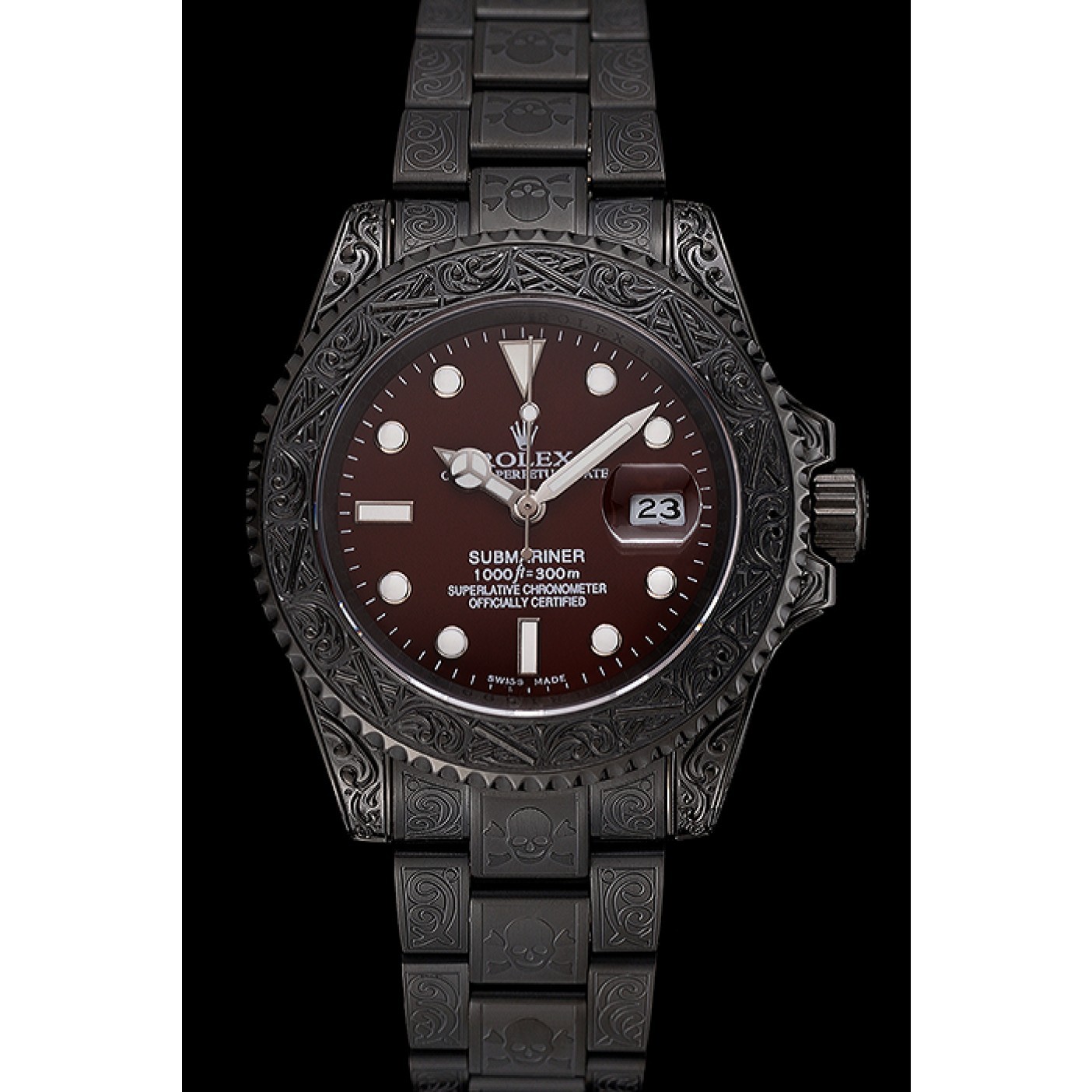 Rolex Submariner Skull Limited Edition Brown Dial All Black Case And Bracelet 1454075