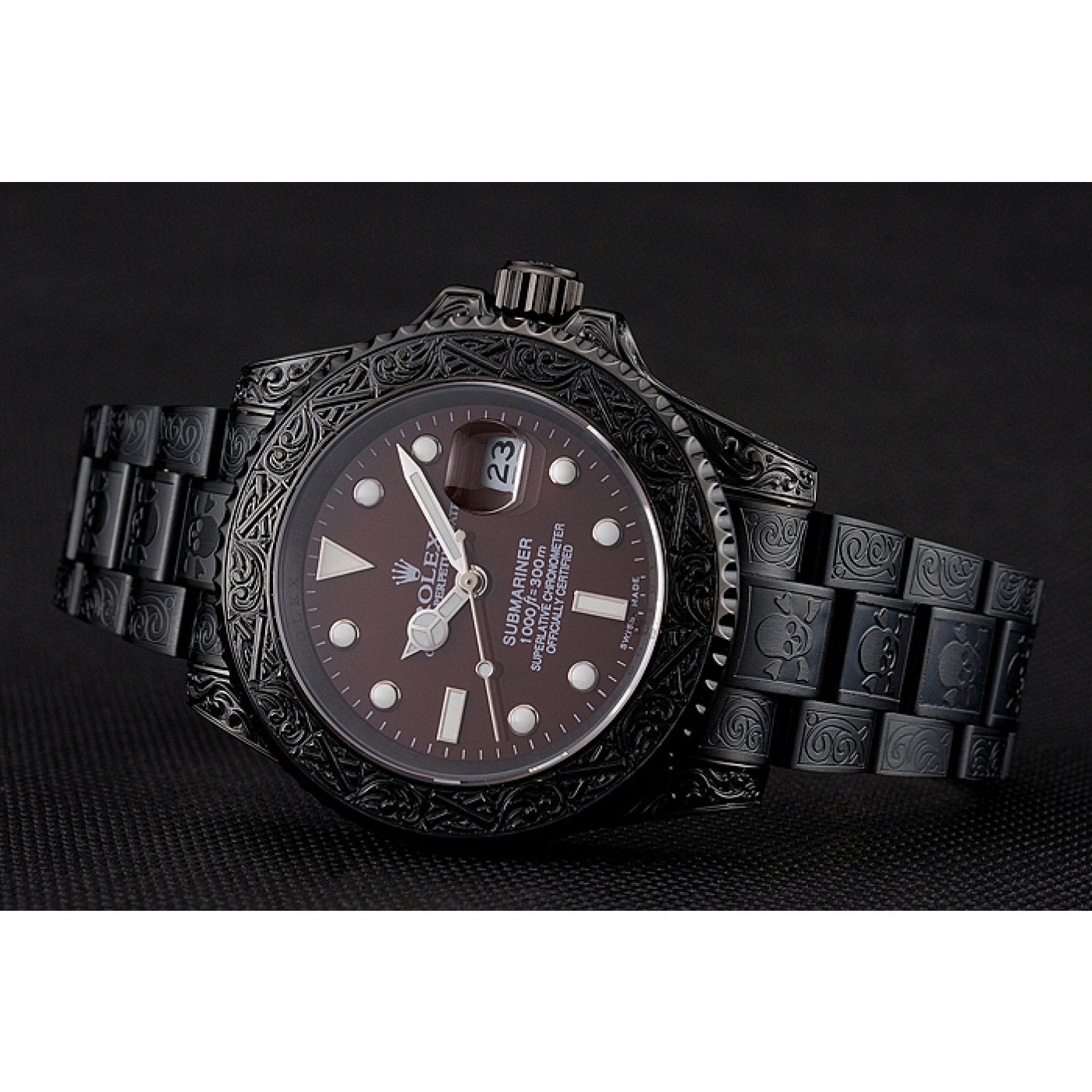 Rolex Submariner Skull Limited Edition Brown Dial All Black Case And Bracelet 1454075