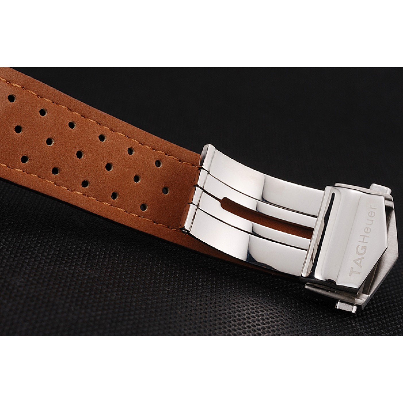 Tag Heuer Carrera SpaceX Silver Bezel with Black Dial and Light Brown Leather Strap tag265 621536