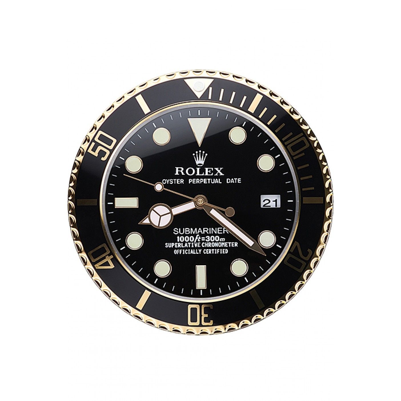 RepTime Watches Rolex Submariner Wall Clock Black-Gold 622476