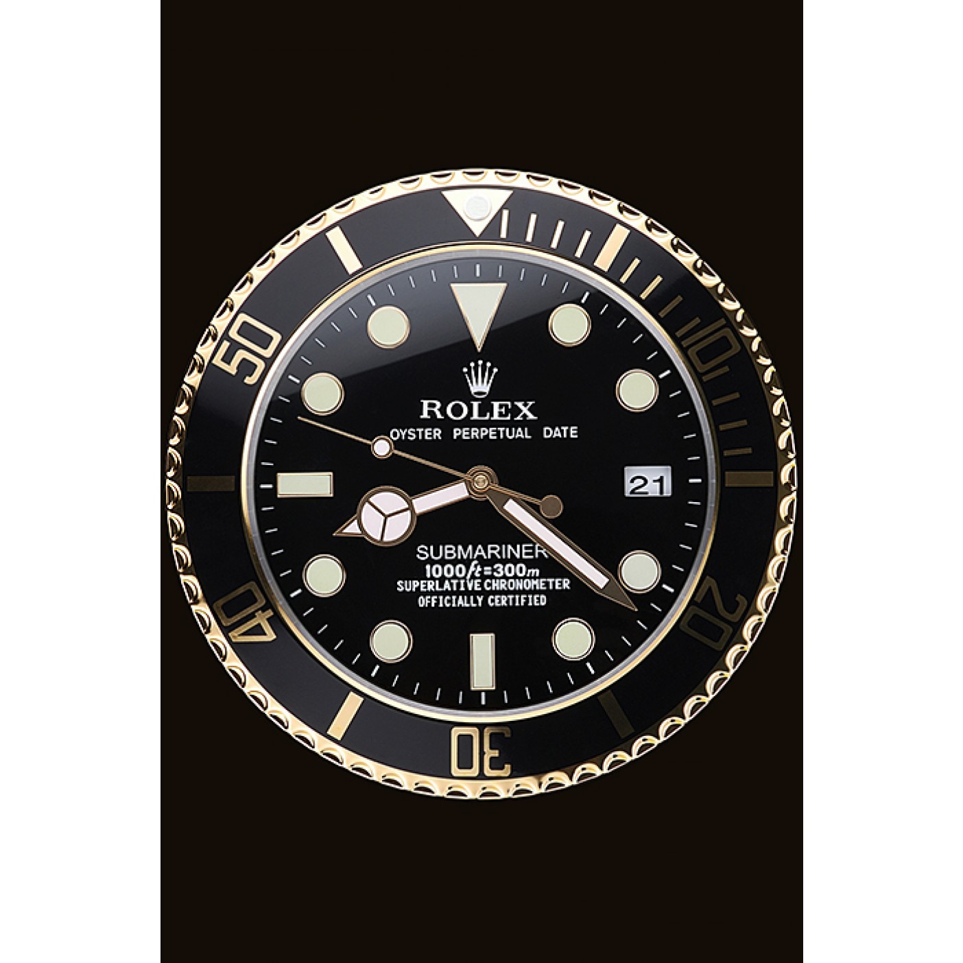 RepTime Watches Rolex Submariner Wall Clock Black-Gold 622476