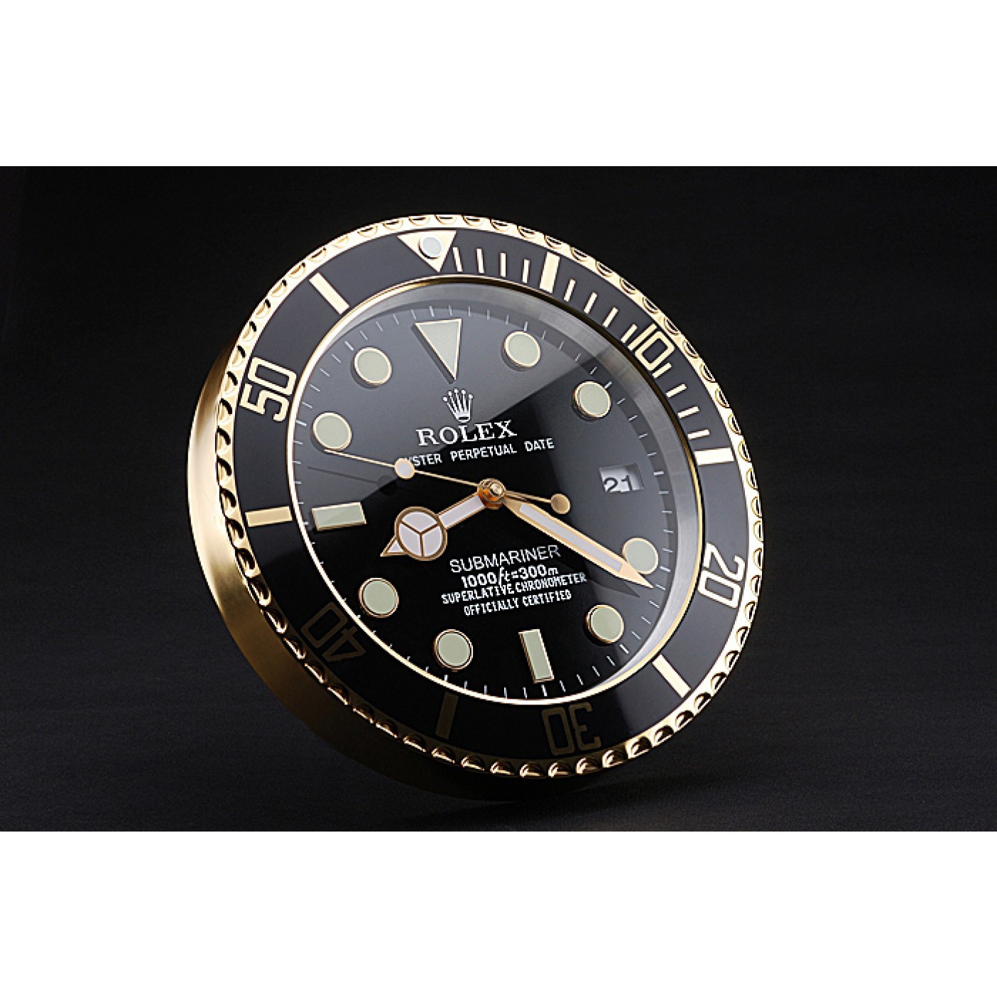 RepTime Watches Rolex Submariner Wall Clock Black-Gold 622476