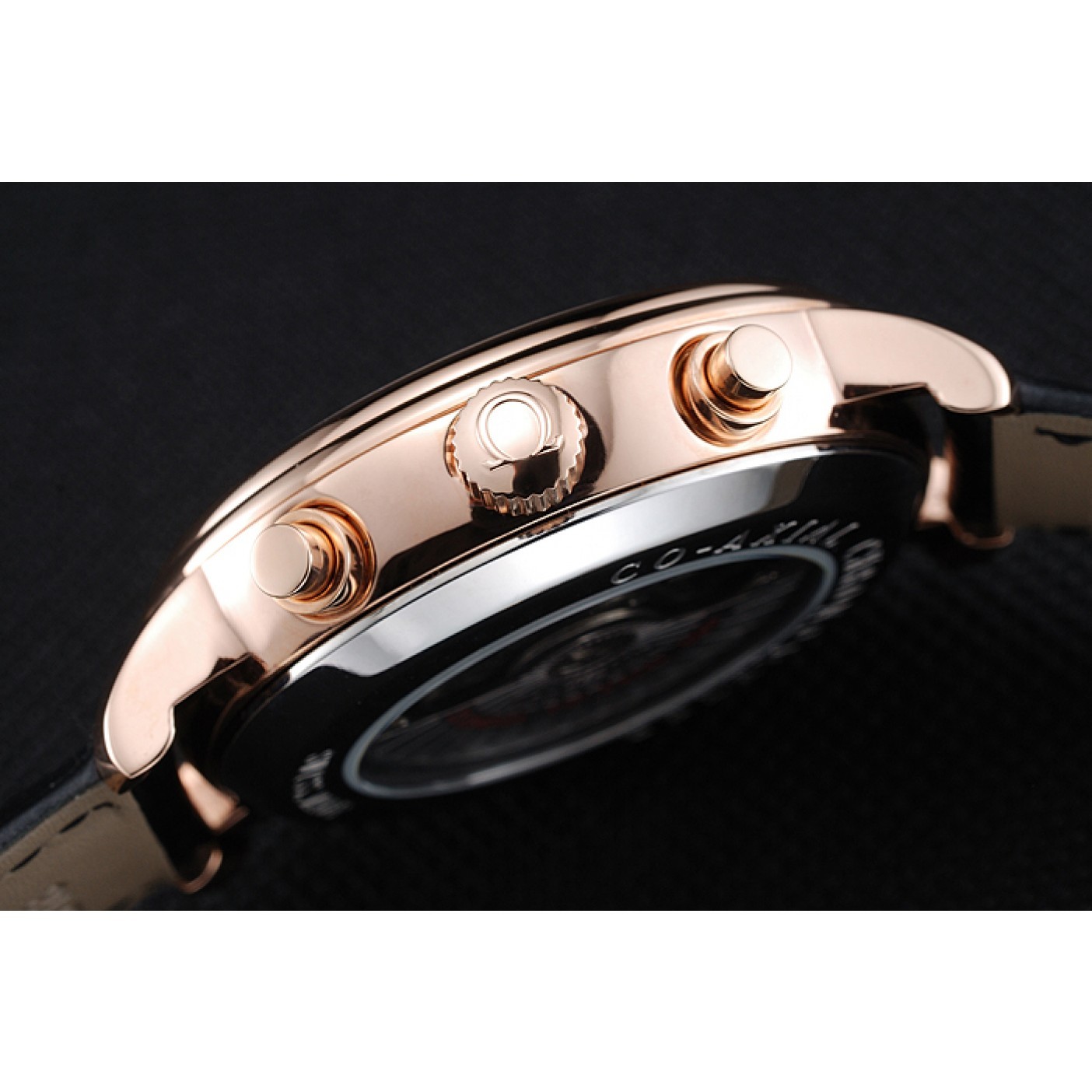 Omega De Ville Moonphase White Dial Rose Gold Case Black Leather Bracelet 1454227