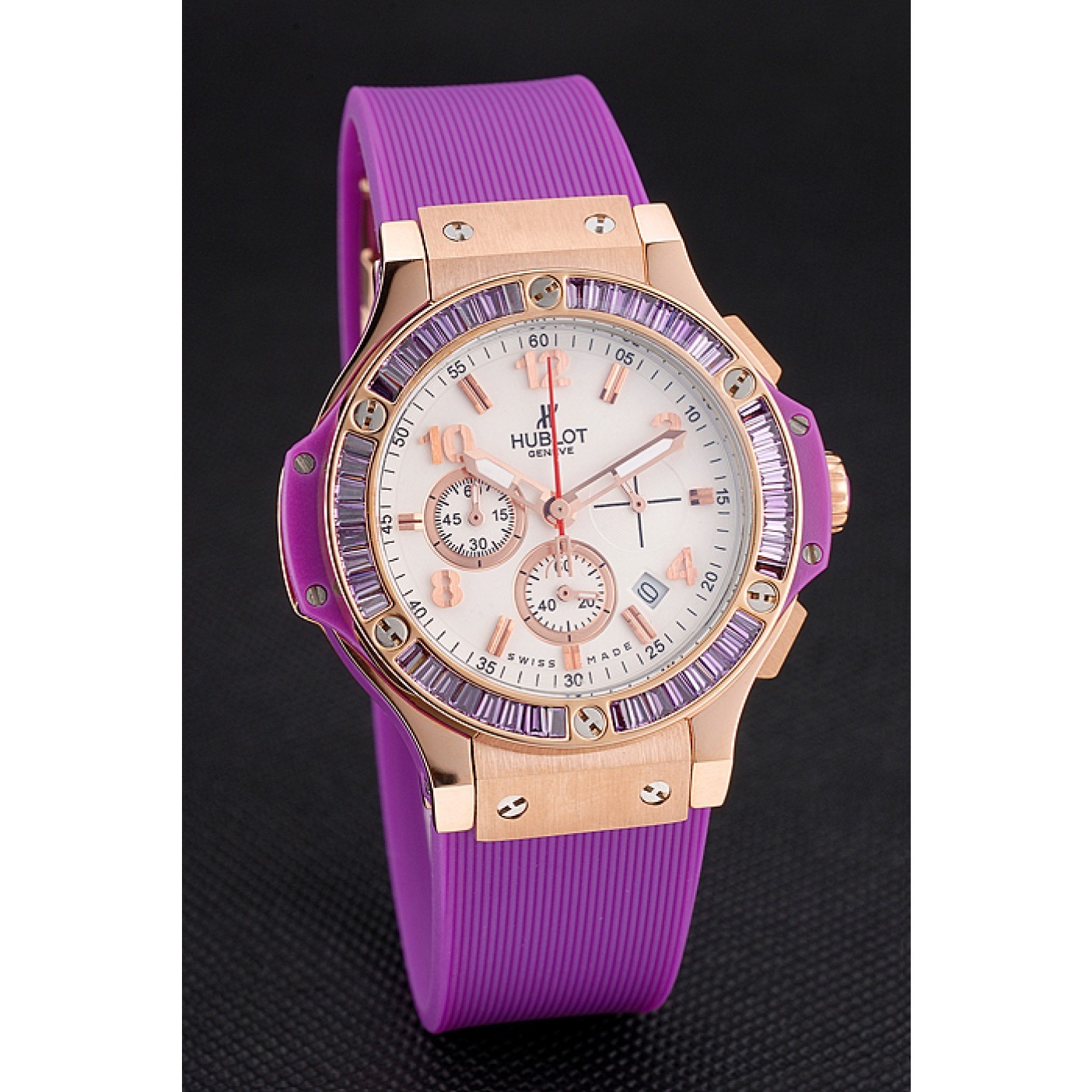 Hublot Big Bang Tutti Frutti Purple Strap Gold Dial