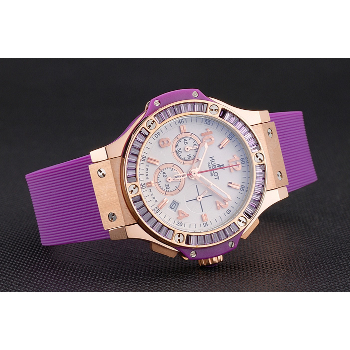 Hublot Big Bang Tutti Frutti Purple Strap Gold Dial