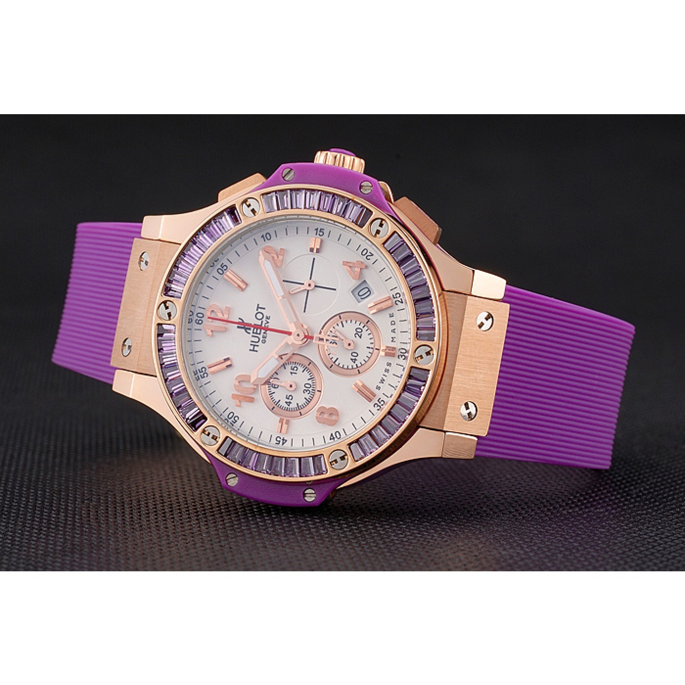 Hublot Big Bang Tutti Frutti Purple Strap Gold Dial