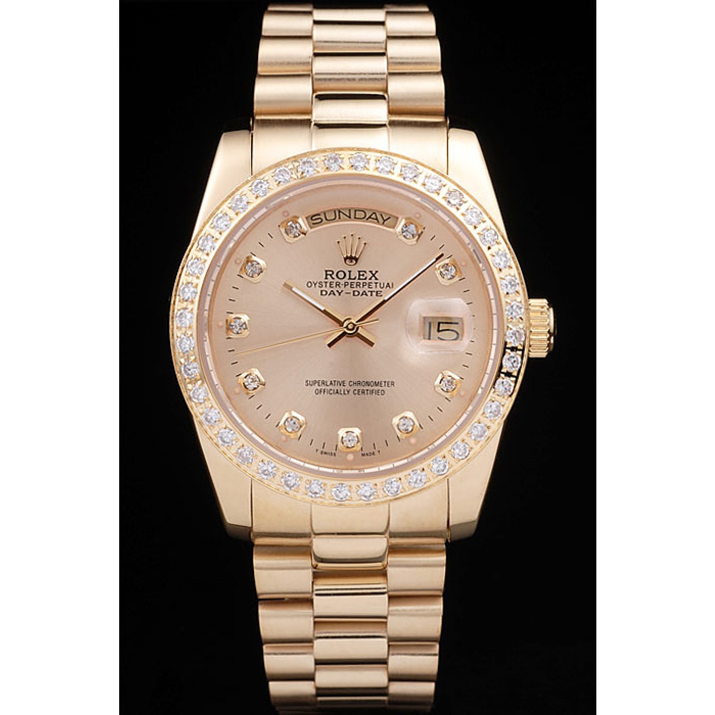 RepTime Watches Rolex Day-Date 18k Yellow Gold Plated Stainless Steel Gold Dial