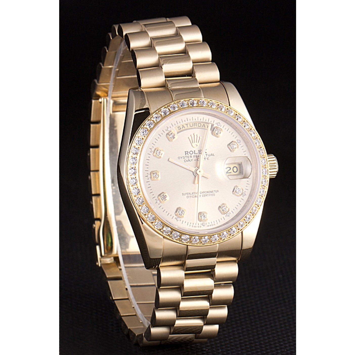 RepTime Watches Rolex Day-Date 18k Yellow Gold Plated Stainless Steel Gold Dial