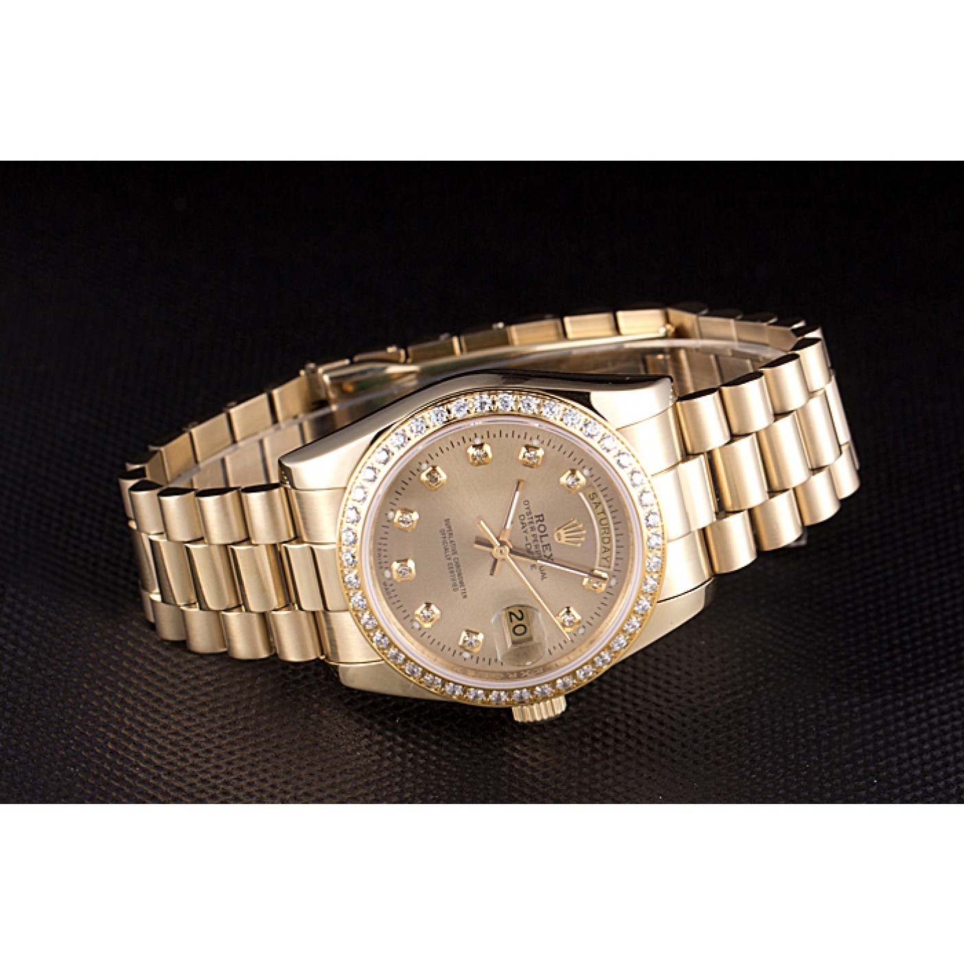 RepTime Watches Rolex Day-Date 18k Yellow Gold Plated Stainless Steel Gold Dial